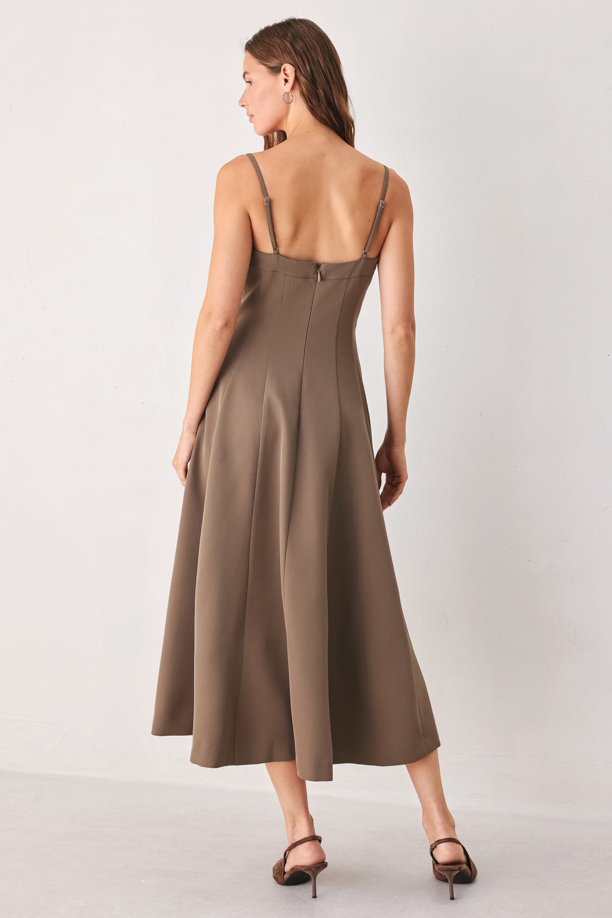 Square Neckline Midi Crepe Cocktail A-Line Flying Tomato FD2280