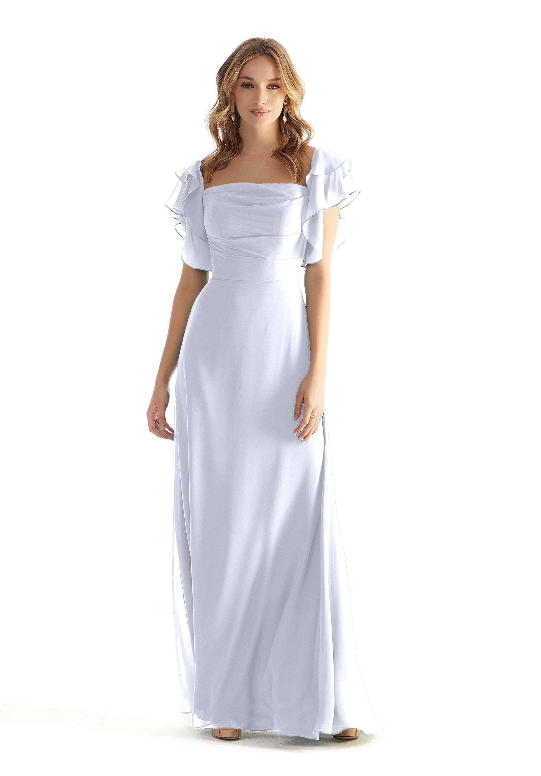 Formal Dresses A Line Ruffle Long Formal Dress Fog-Chiffon-31227-Ruffle