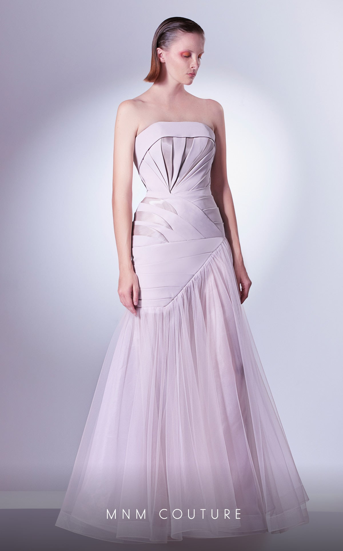 Strapless Floor-Length Tulle Evening Mermaid MNM Couture G1343