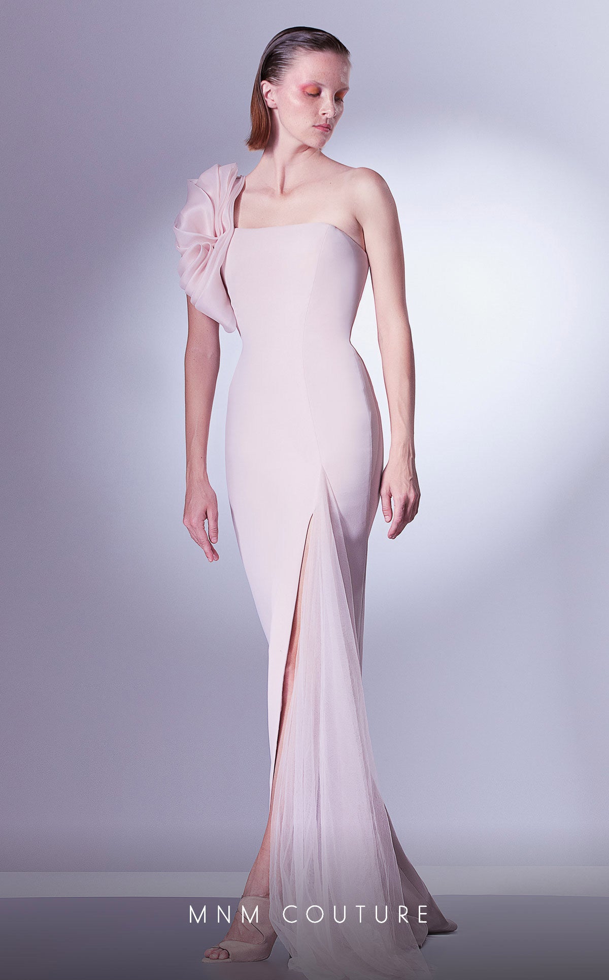 Formal Dresses Long Evening Gown Ruffle Slit Formal Dress Pink