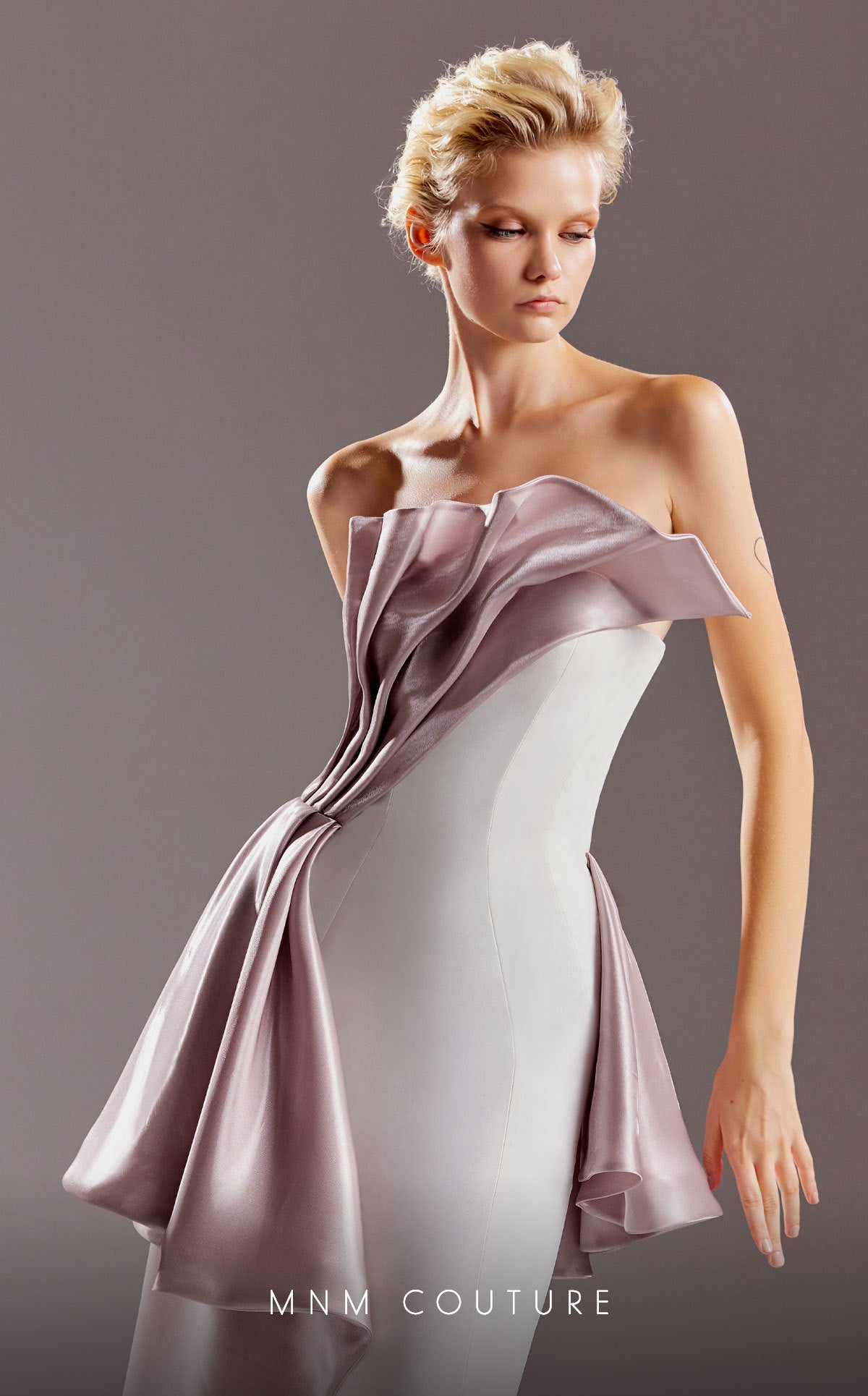 Formal Dresses Fitted Ruffle Long Mermaid Formal Evening Dress White Purple