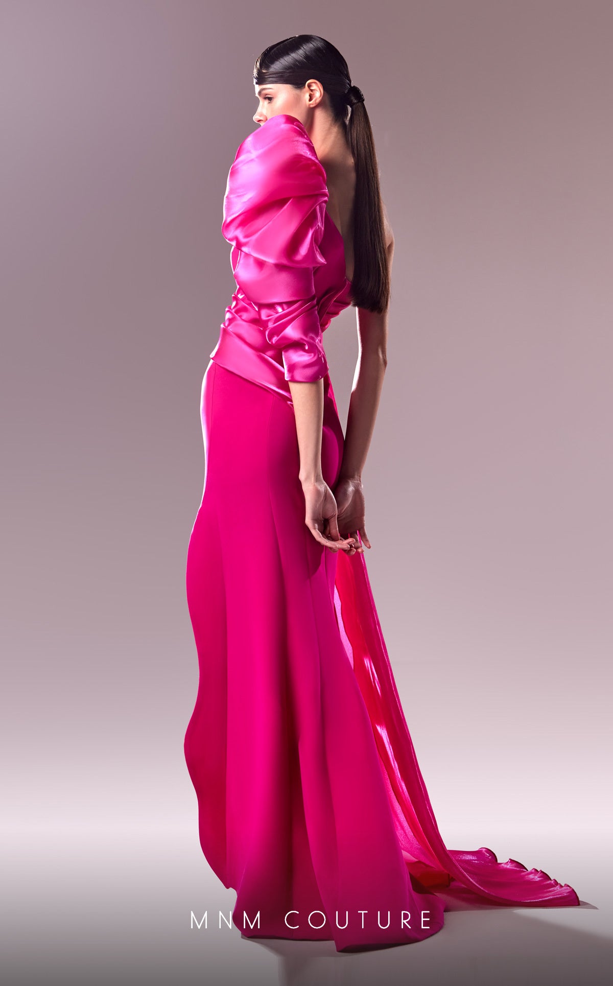 Formal Dresses Long Slit A Line Overskirt Formal Evening Dress Fuchsia