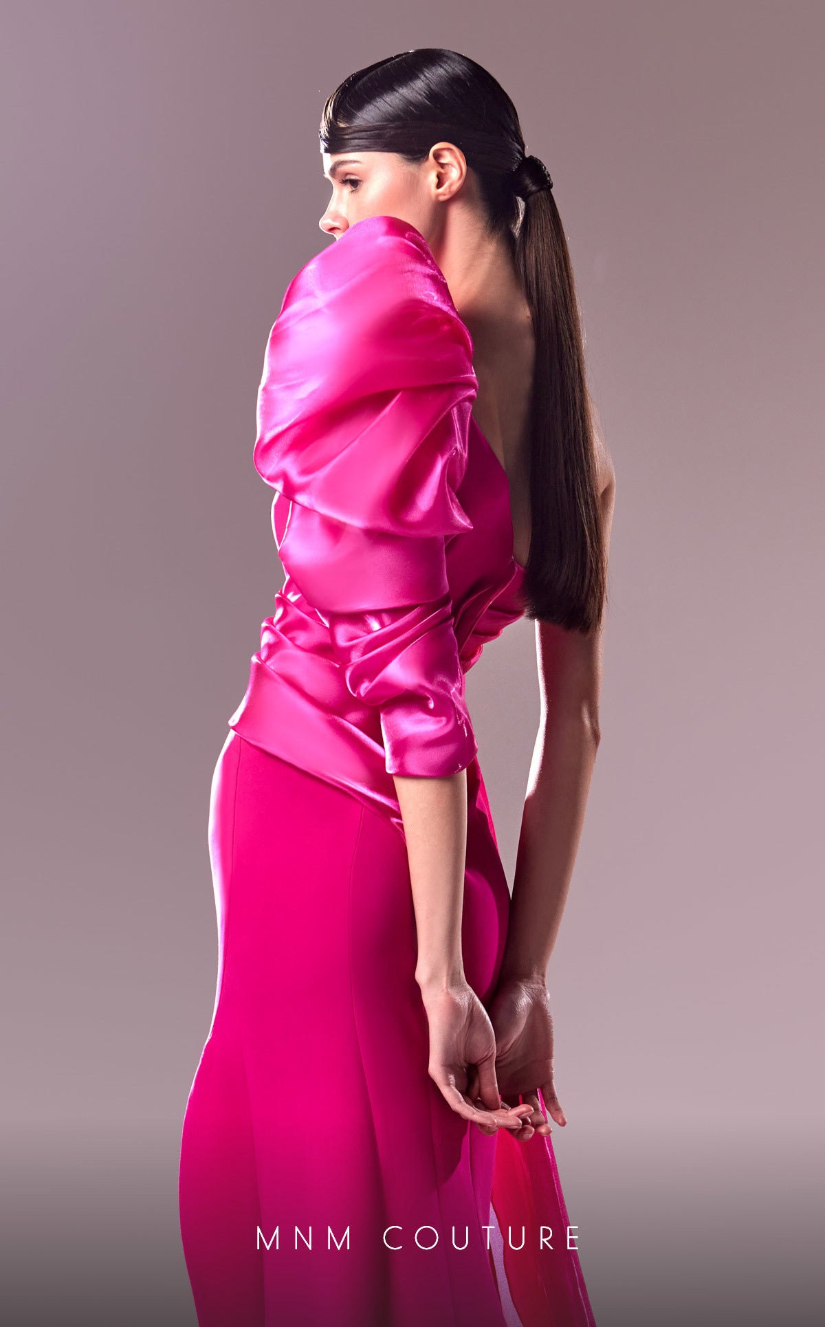 Formal Dresses Long Slit A Line Overskirt Formal Evening Dress Fuchsia