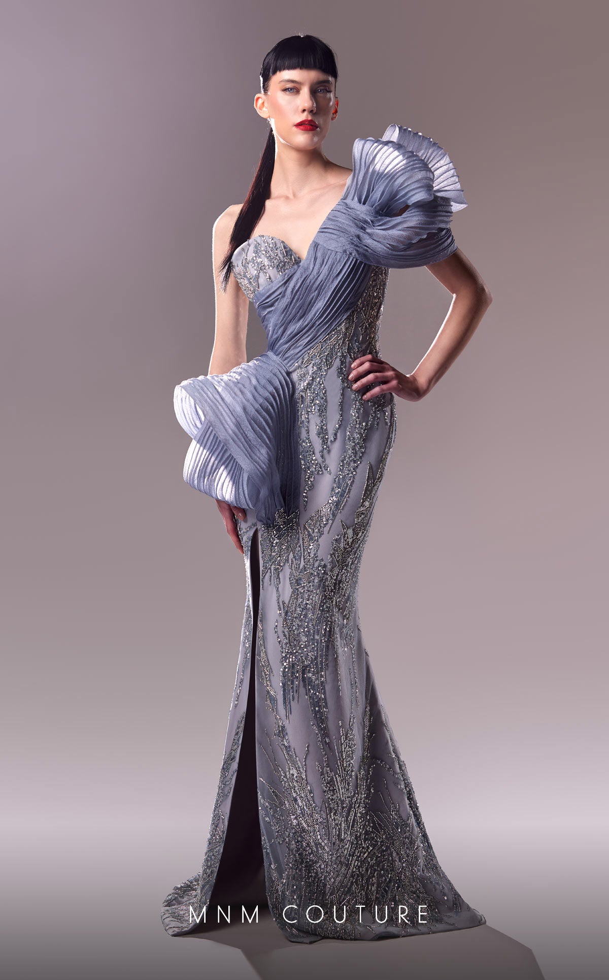 Formal Dresses Long Evening Gown Beaded Lace Fitted Formal Dress Blue