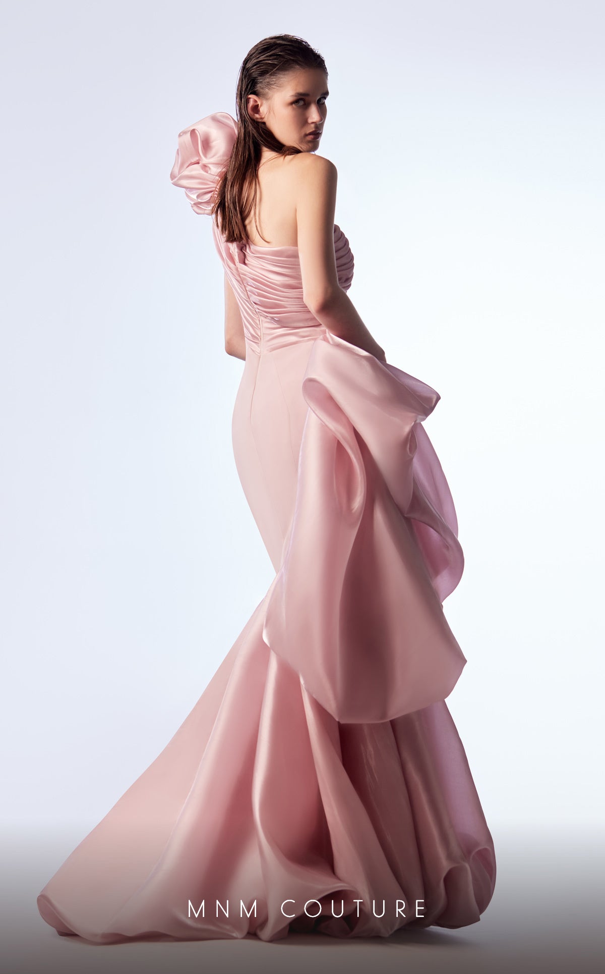 Prom Dresses Long Formal Pleated Ruffle Mermaid Prom Dress MNM Couture G1729 Pink