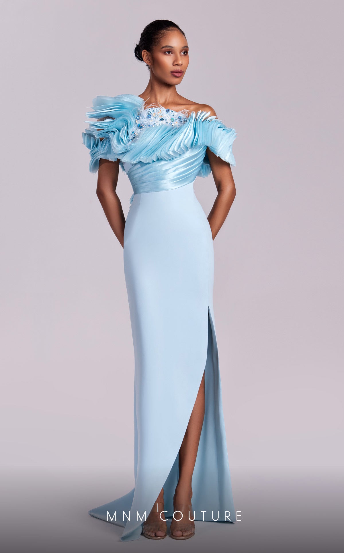 Prom Dresses Beaded Sequin Formal Long Prom Dress Light Blue