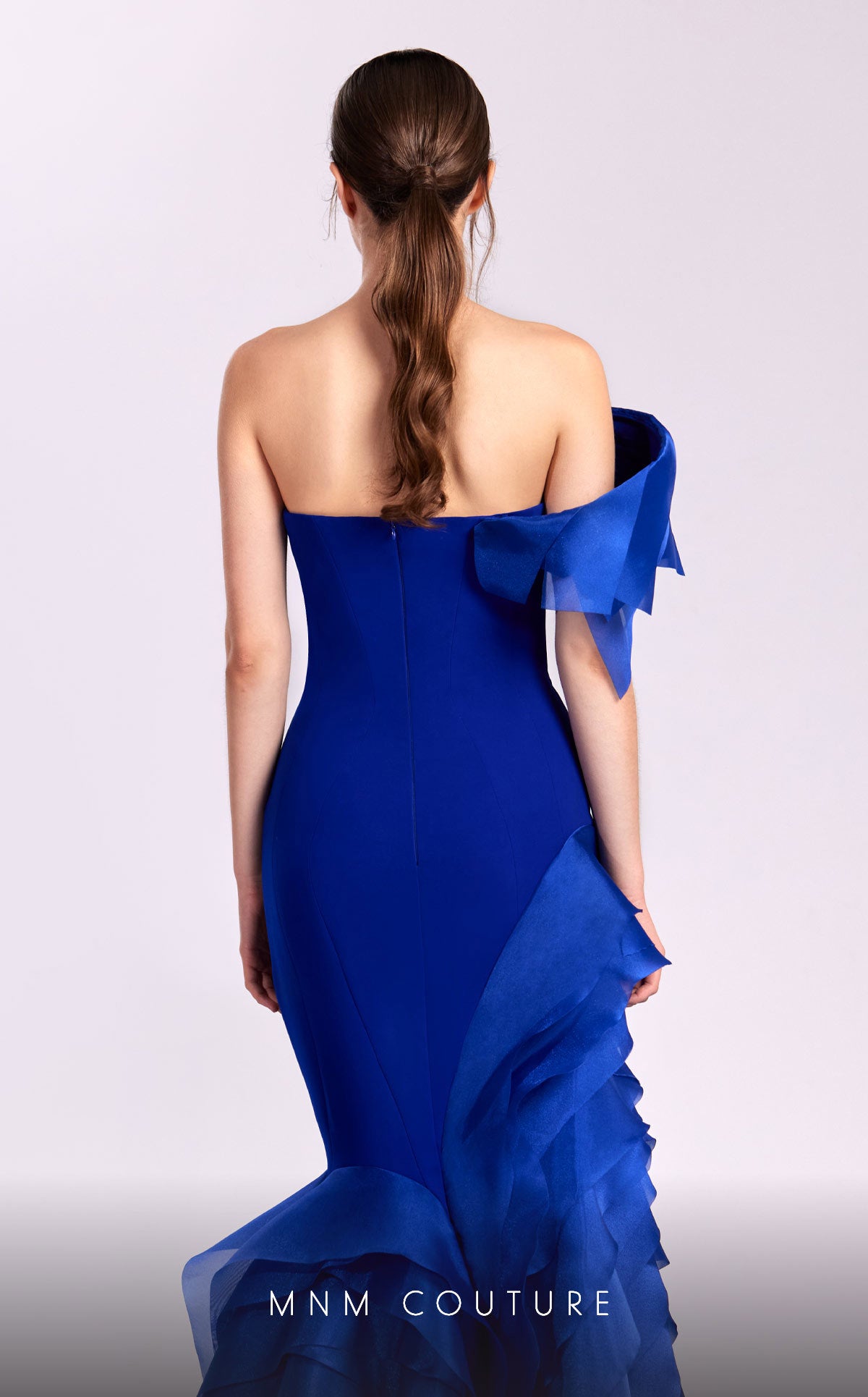 Formal Dresses Ruffle Fitted Formal Long Prom Dress Blue