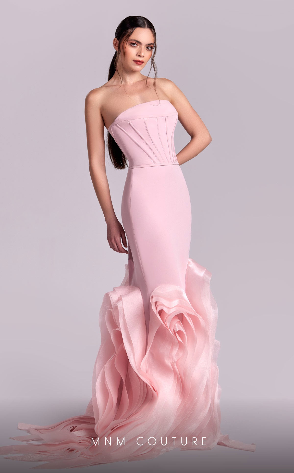 Prom Dresses Mermaid Long Formal Ruffle Prom Dress Pink