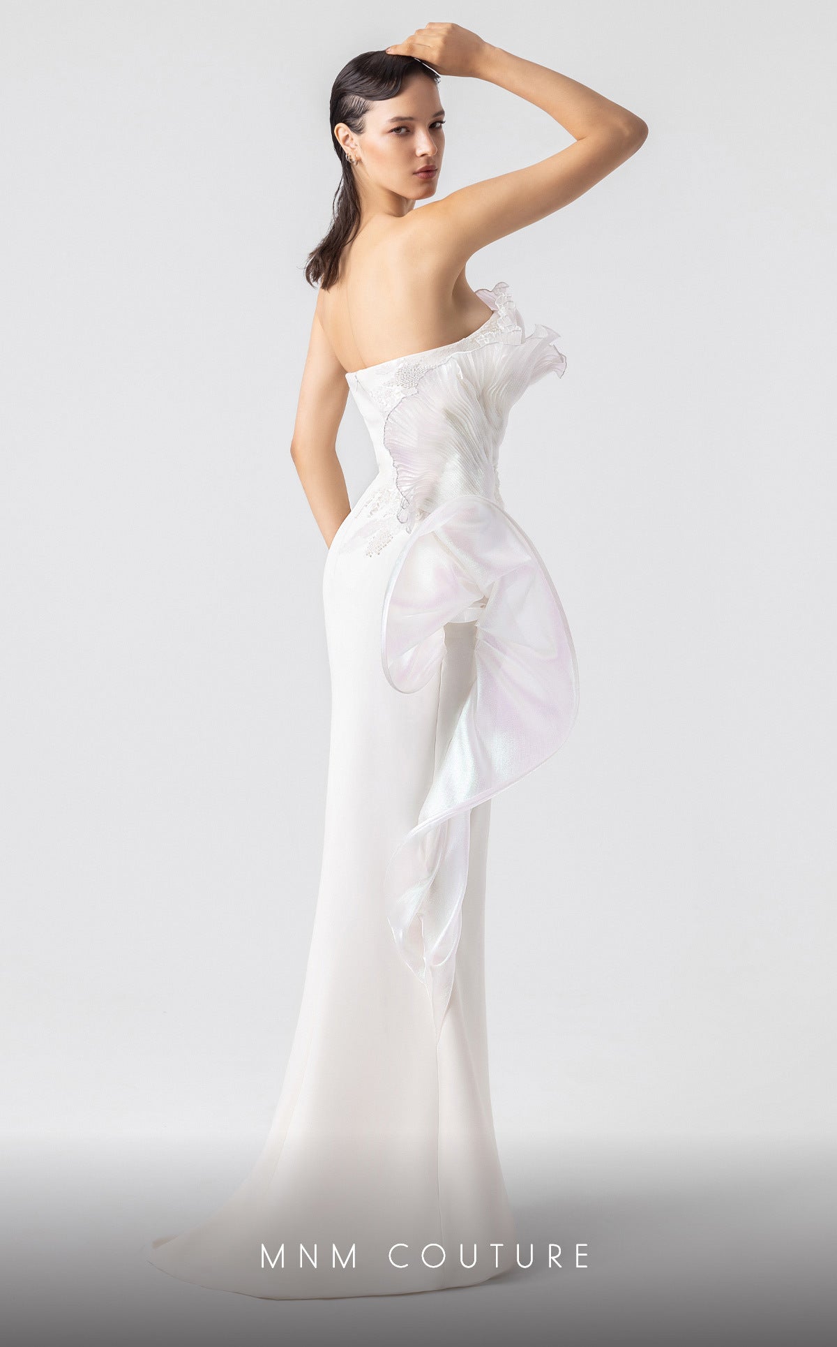 Prom Dresses Fitted Pleated Formal Long Prom Dress Off White