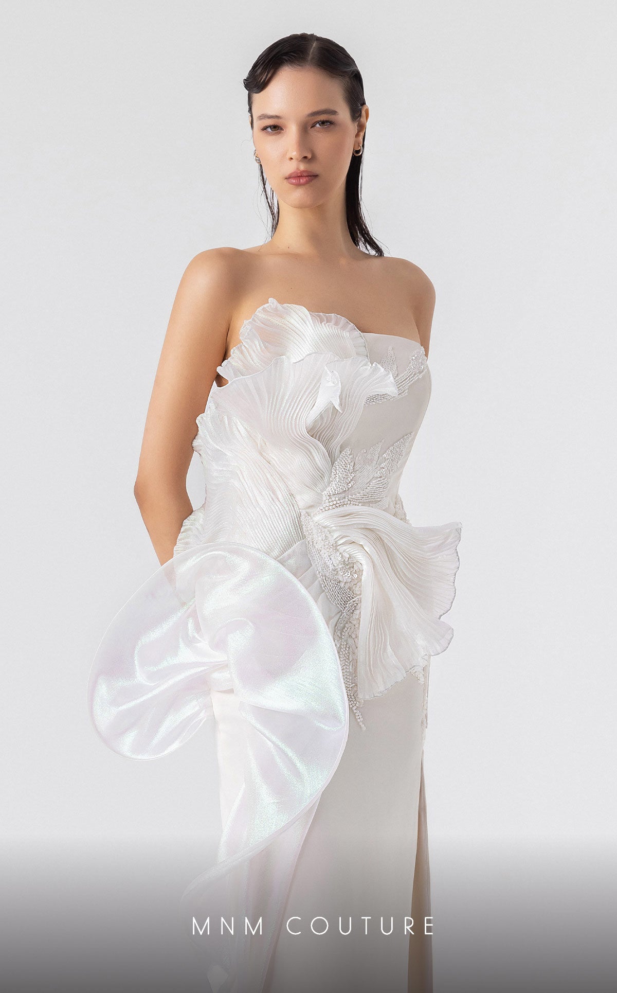 Prom Dresses Fitted Pleated Formal Long Prom Dress Off White