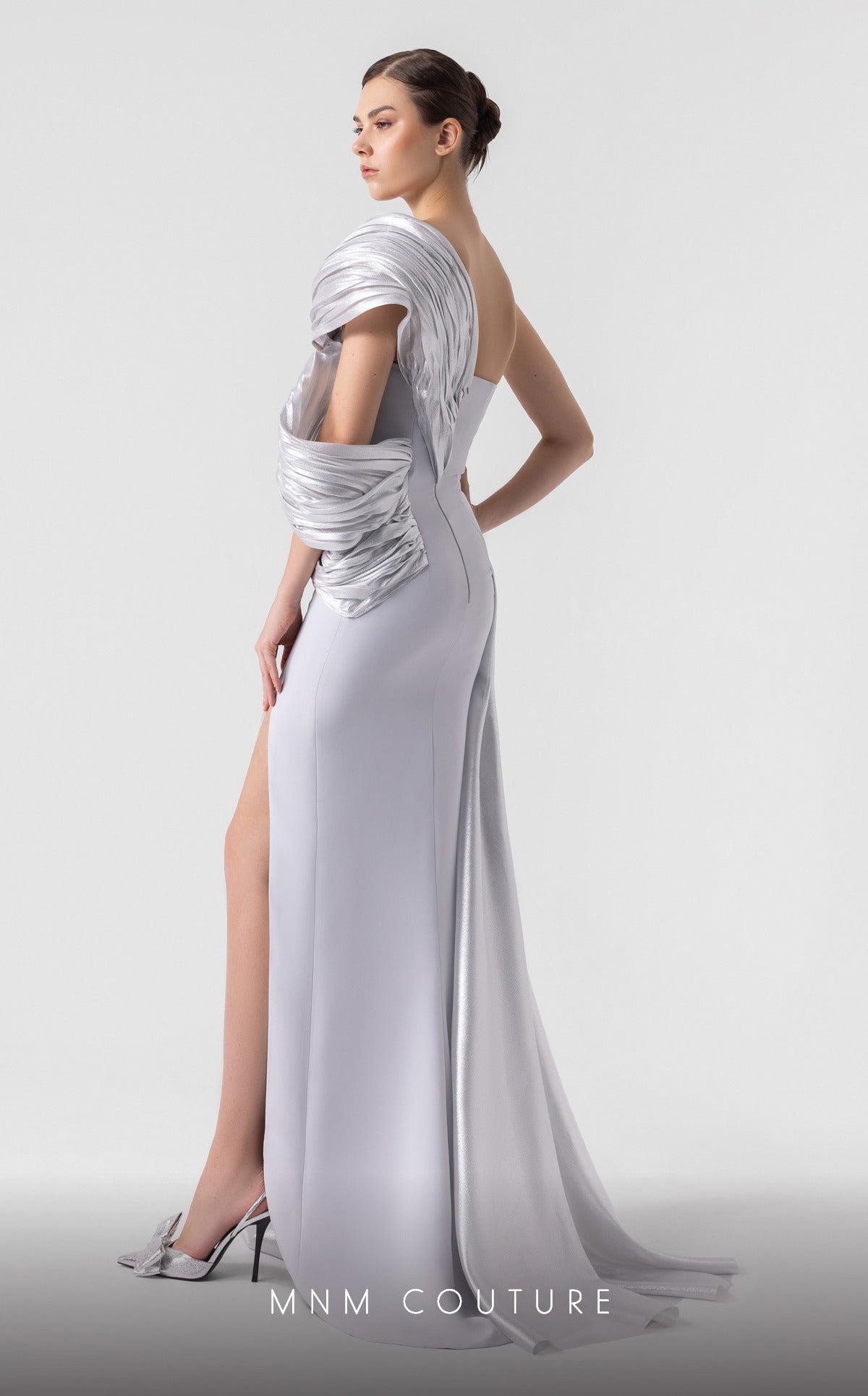 Prom Dresses Formal Long Pleated Prom Dress Silver