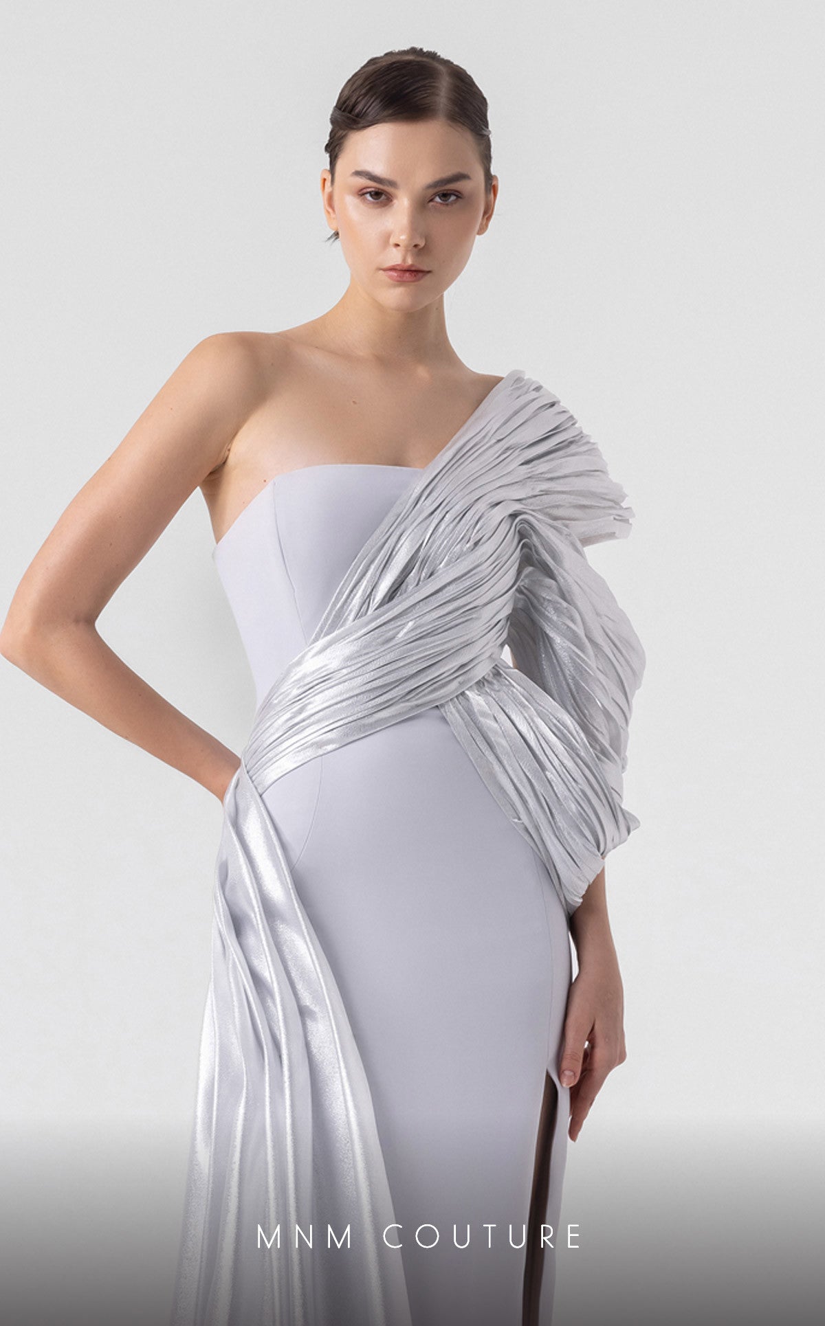 Prom Dresses Formal Long Pleated Prom Dress Silver