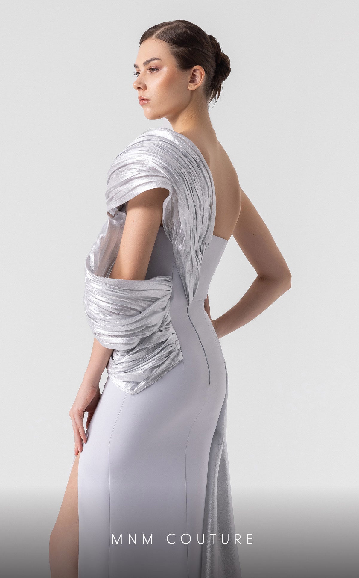 Prom Dresses Formal Long Pleated Prom Dress Silver