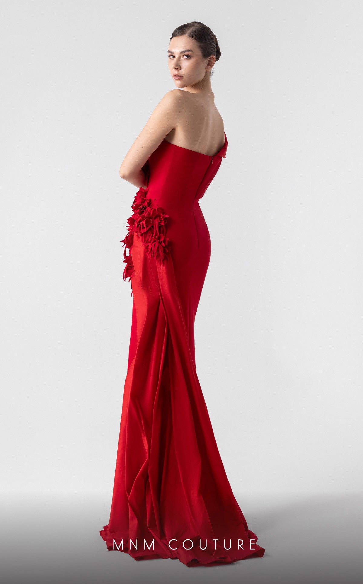 Prom Dresses Floral Applique Long Formal Prom Dress Red
