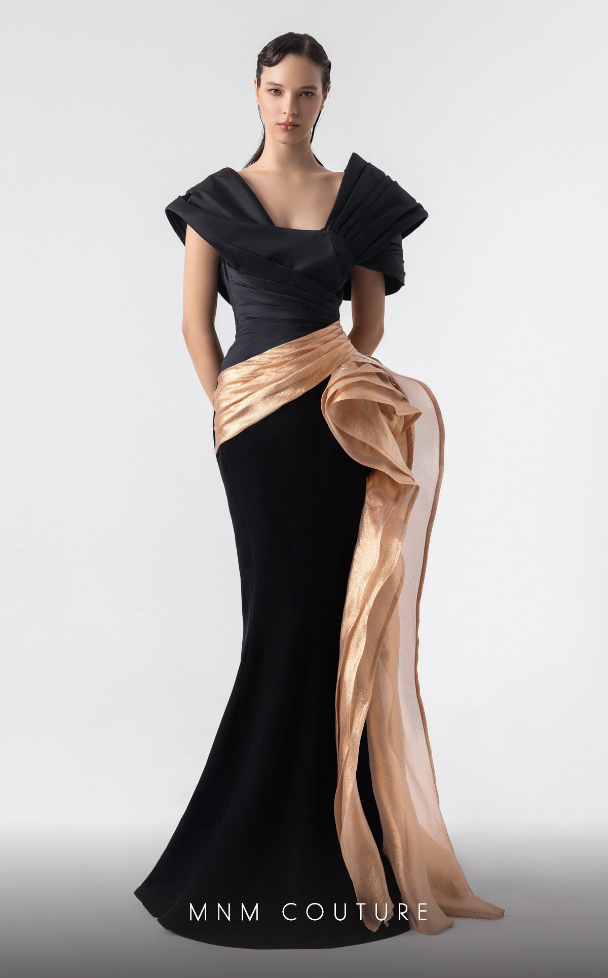 Mother of the Bride Dresses Fitted Long Formal Mother of the Bride Dress Black/Gold