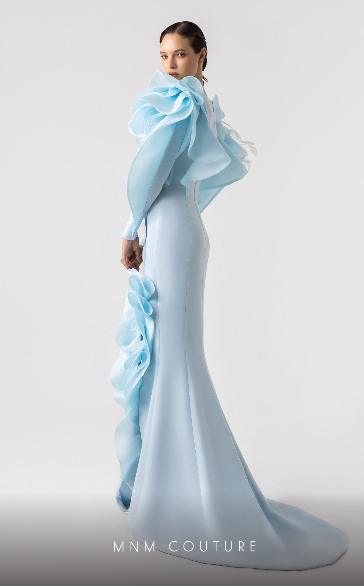 Formal Dresses Long Sleeve Prom Lace Formal Evening Dress MNM Couture G1915 Blue