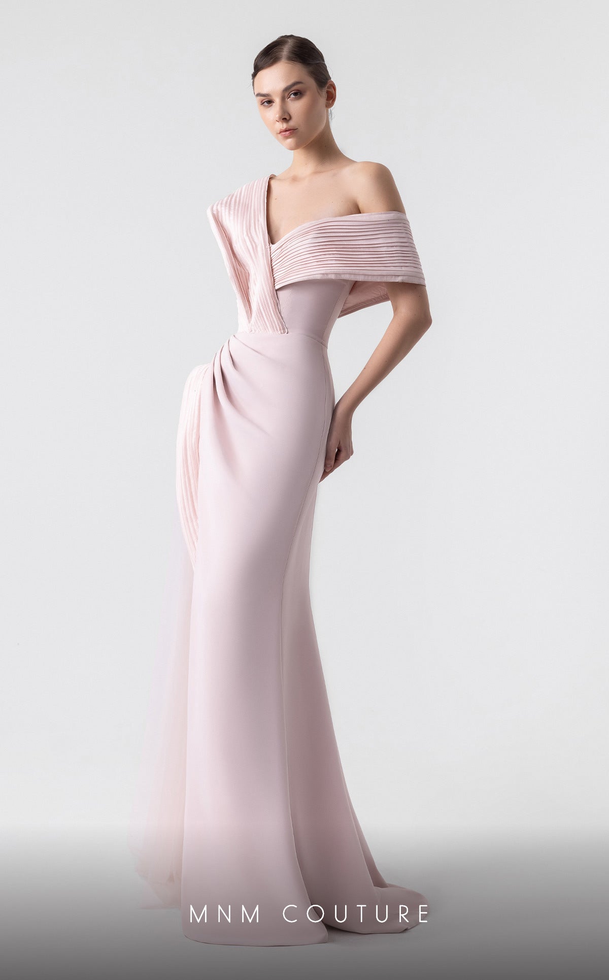 Formal Dresses Long Formal Fitted Pleated Prom Dress Pink