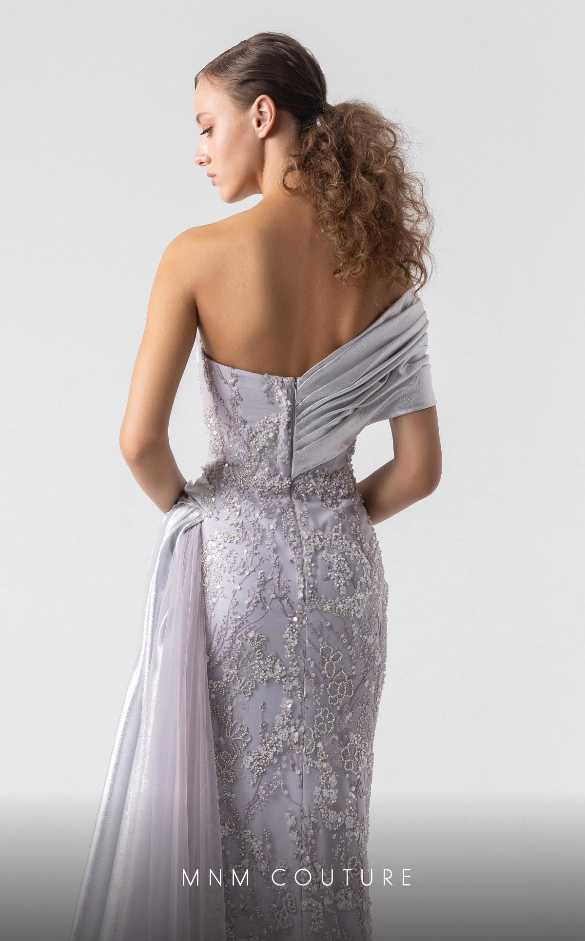 Formal Dresses Long Prom Formal Evening Lace Sequin Dress MNM Couture G1932 Silver