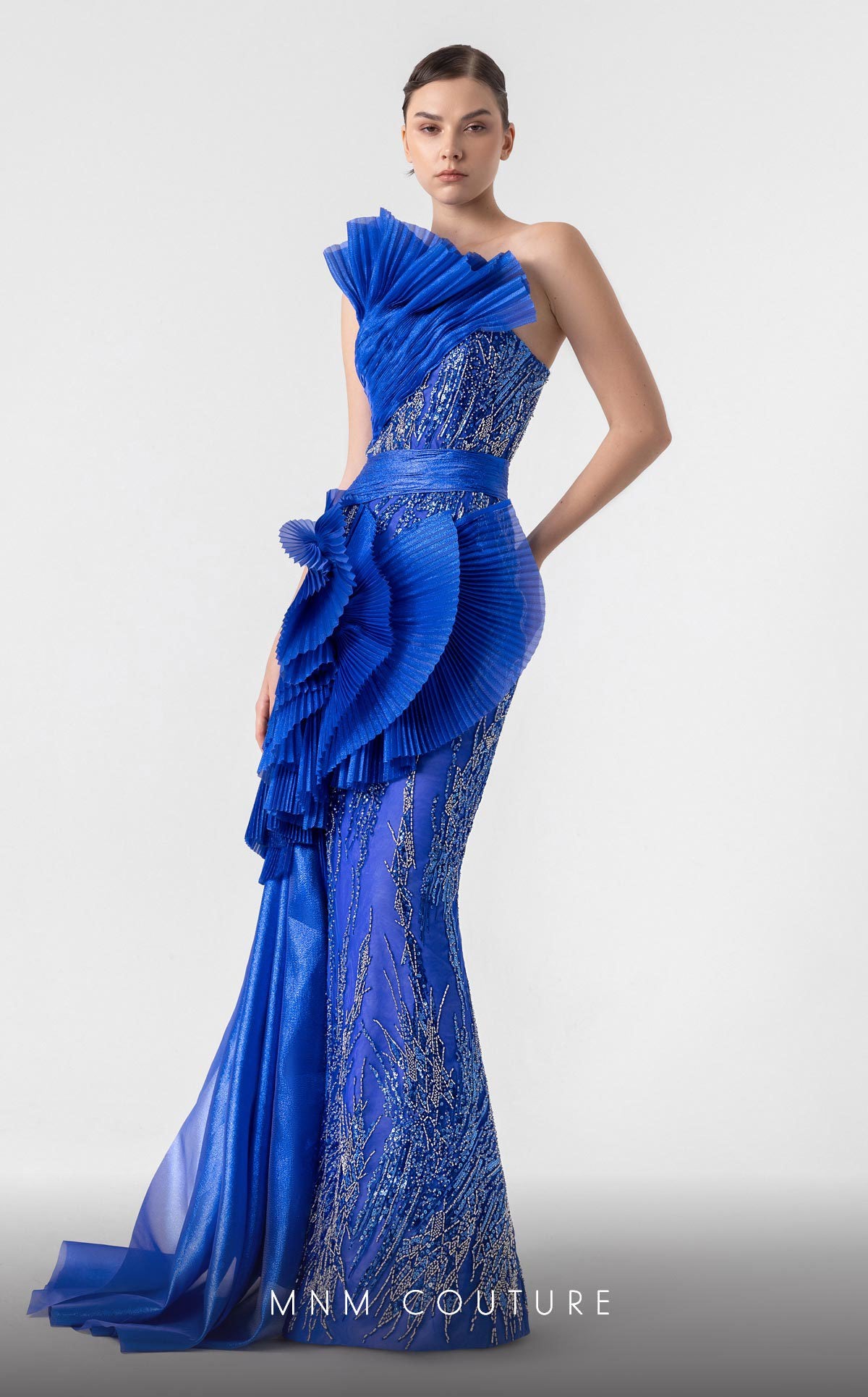 Formal Dresses Long Prom Formal Evening Lace Ruffle Dress MNM Couture G1933 Royal Blue
