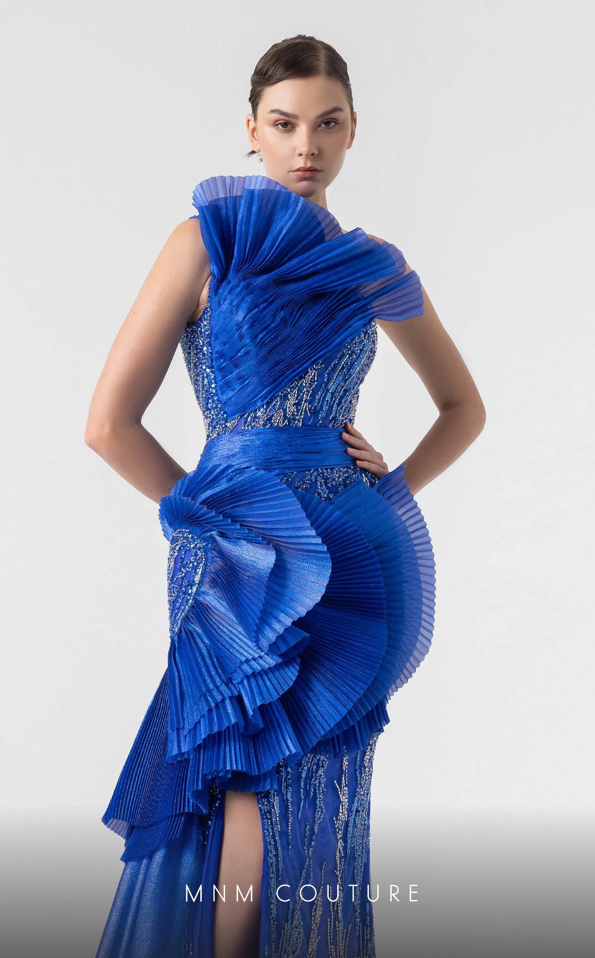 Formal Dresses Long Prom Formal Evening Lace Ruffle Dress MNM Couture G1933 Royal Blue