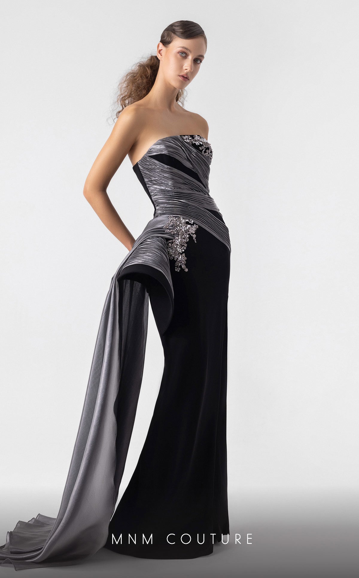 Formal Dresses Long Prom Metallic Formal Evening Dress MNM Couture G1938 Black