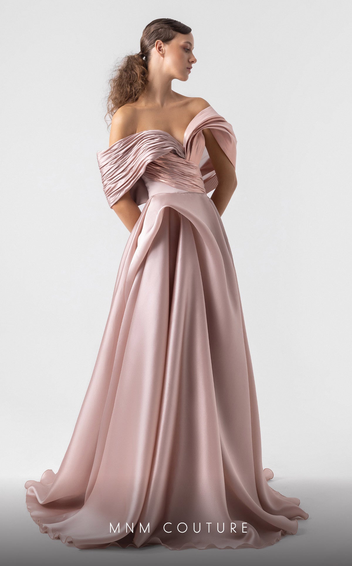 Formal Dresses Long Prom Formal Metallic Evening Dress MNM Couture G1940 Salmon