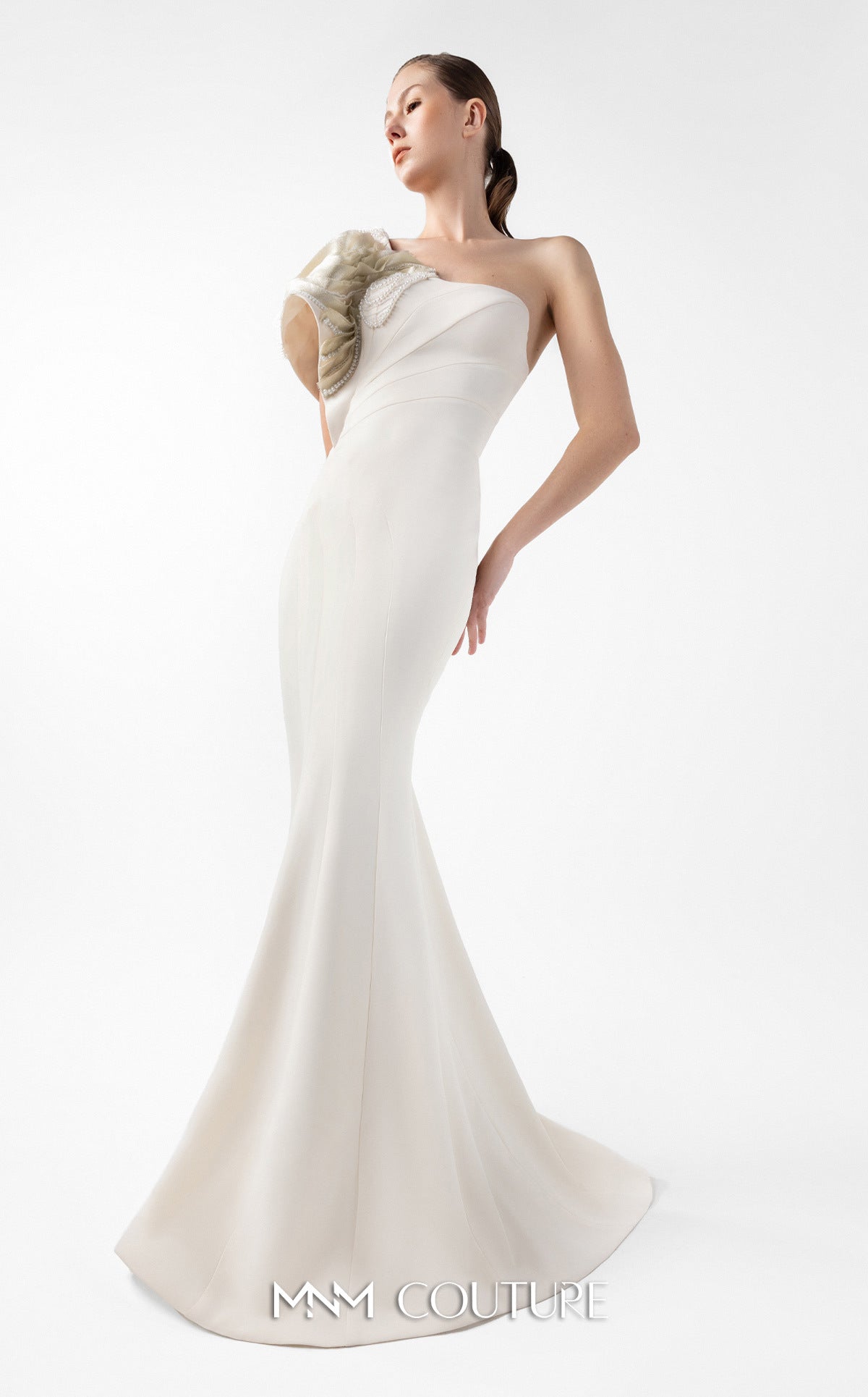 Prom Dresses Long Formal Prom Mermaid Dress MNM Couture G2003 Cream