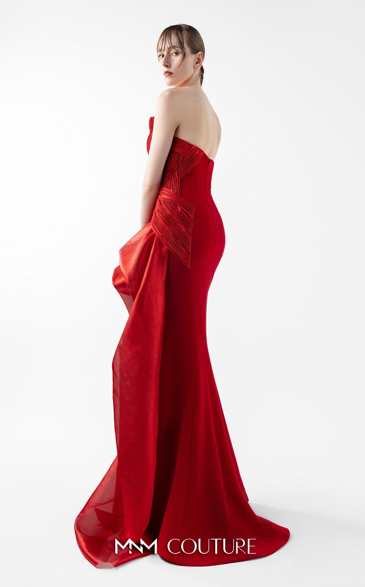 Prom Dresses Pleated Long Formal Corset Prom Dress MNM Couture G2006 Red