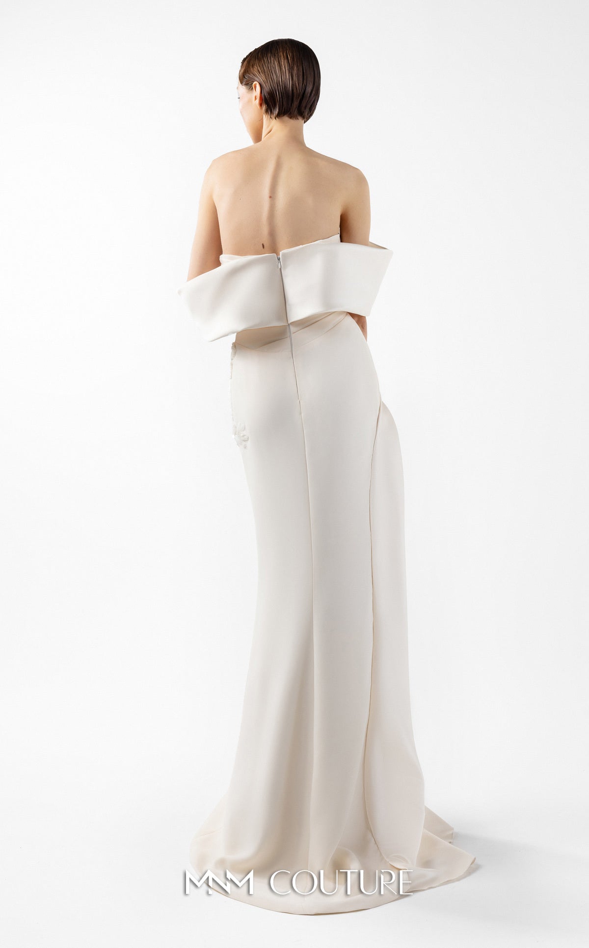 Prom Dresses Long Formal Prom Slit Dress MNM Couture G2007 Cream