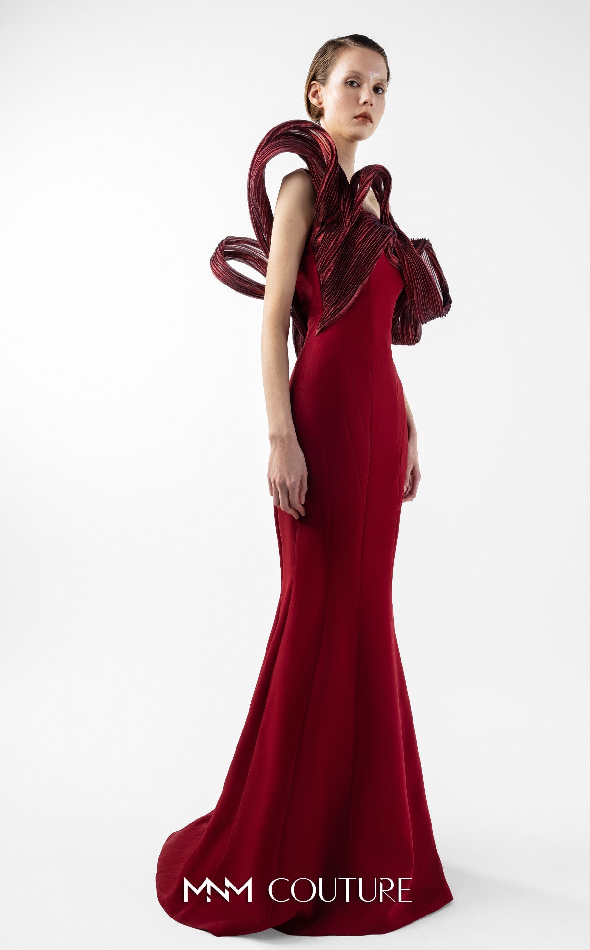 Strapless Curved Neck Floor-Length Crepe Formal Mermaid MNM Couture G2009