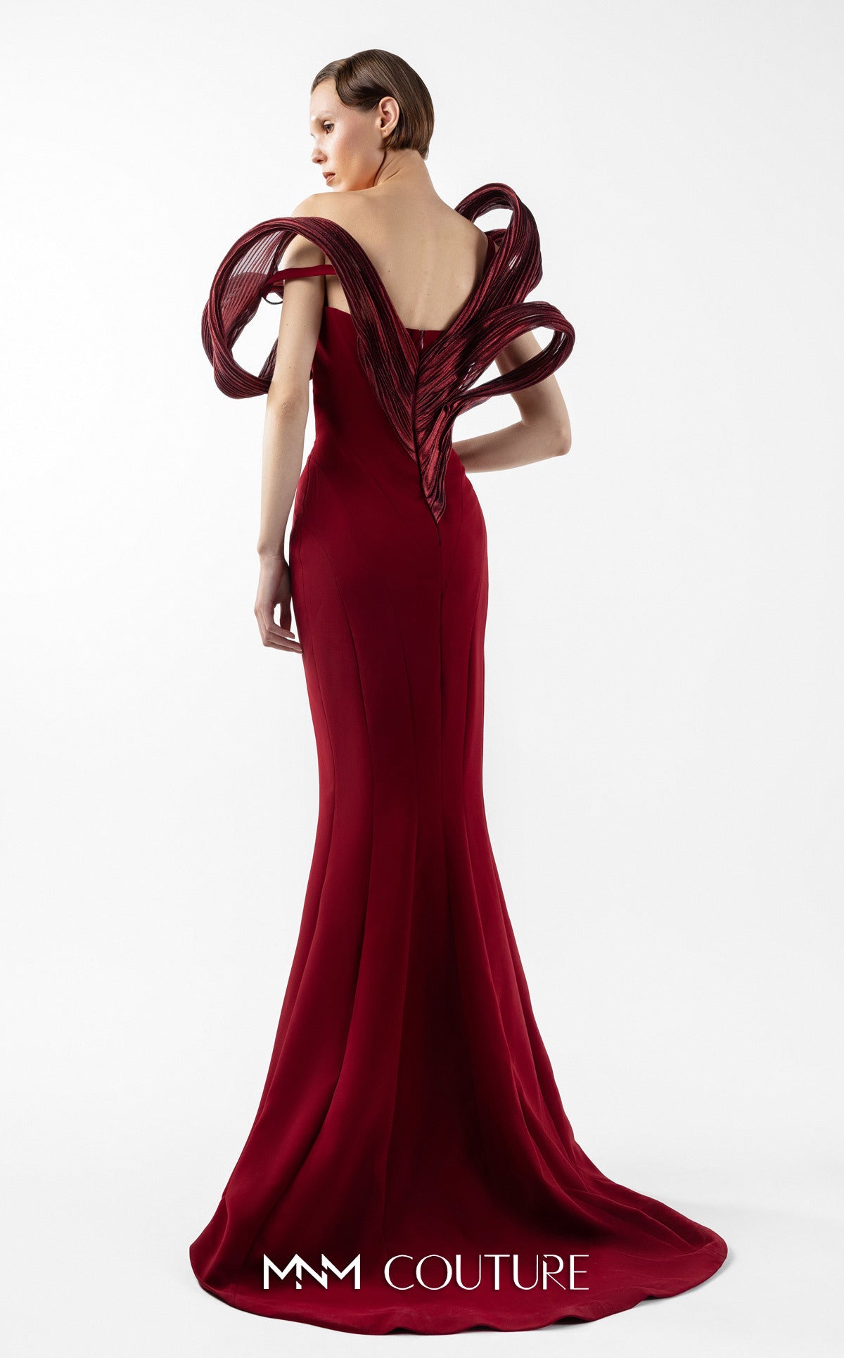 Strapless Curved Neck Floor-Length Crepe Formal Mermaid MNM Couture G2009