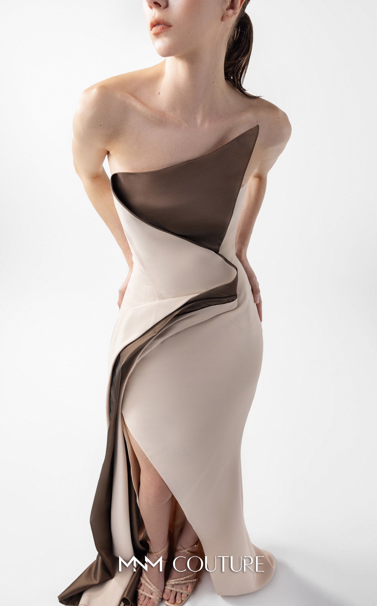 Prom Dresses Evening Long Formal Prom Dress MNM Couture G2011 Brown/Beige