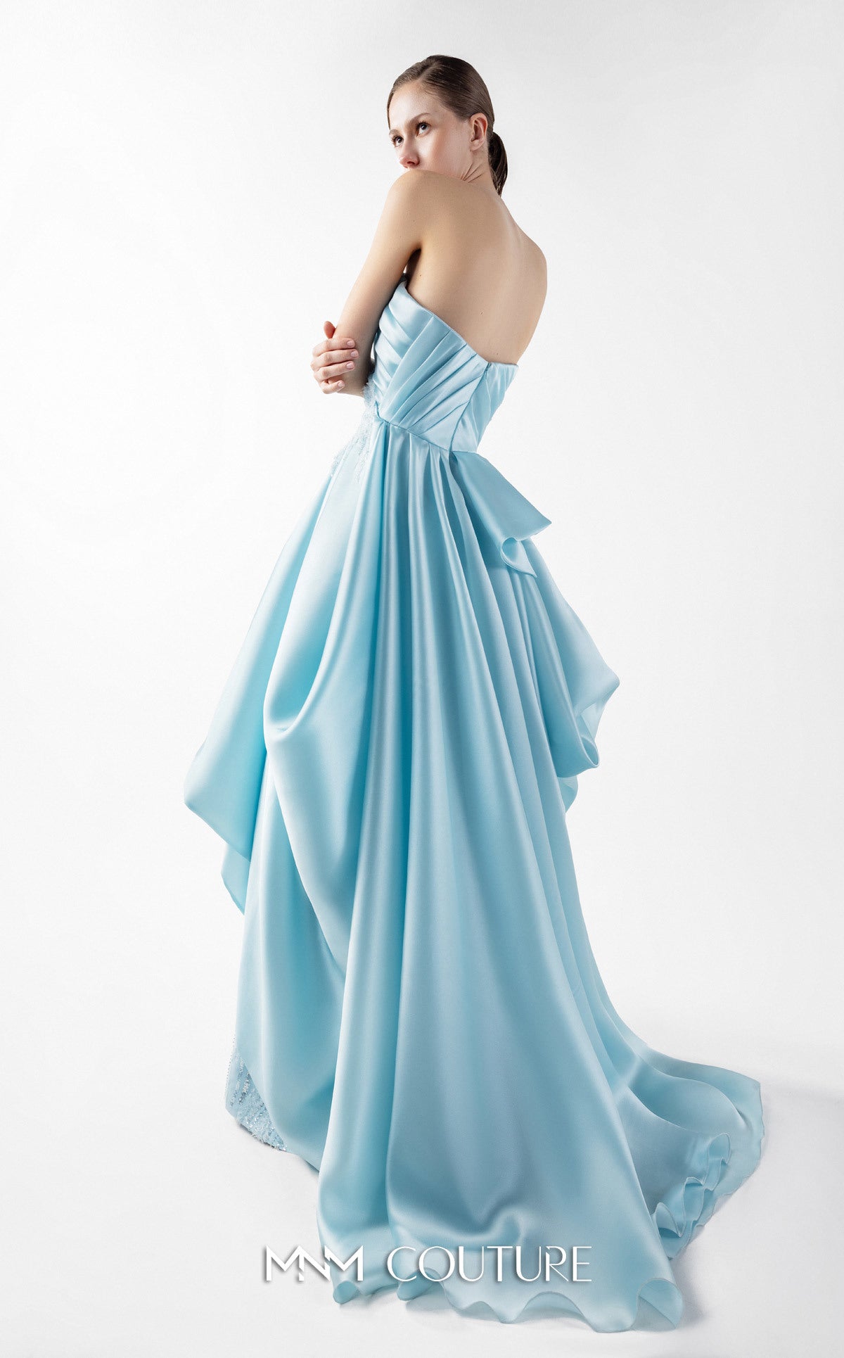 Prom Dresses Long Formal Lace Pleated A Line Glitter Ruffle Prom Dress MNM Couture G2014 Blue