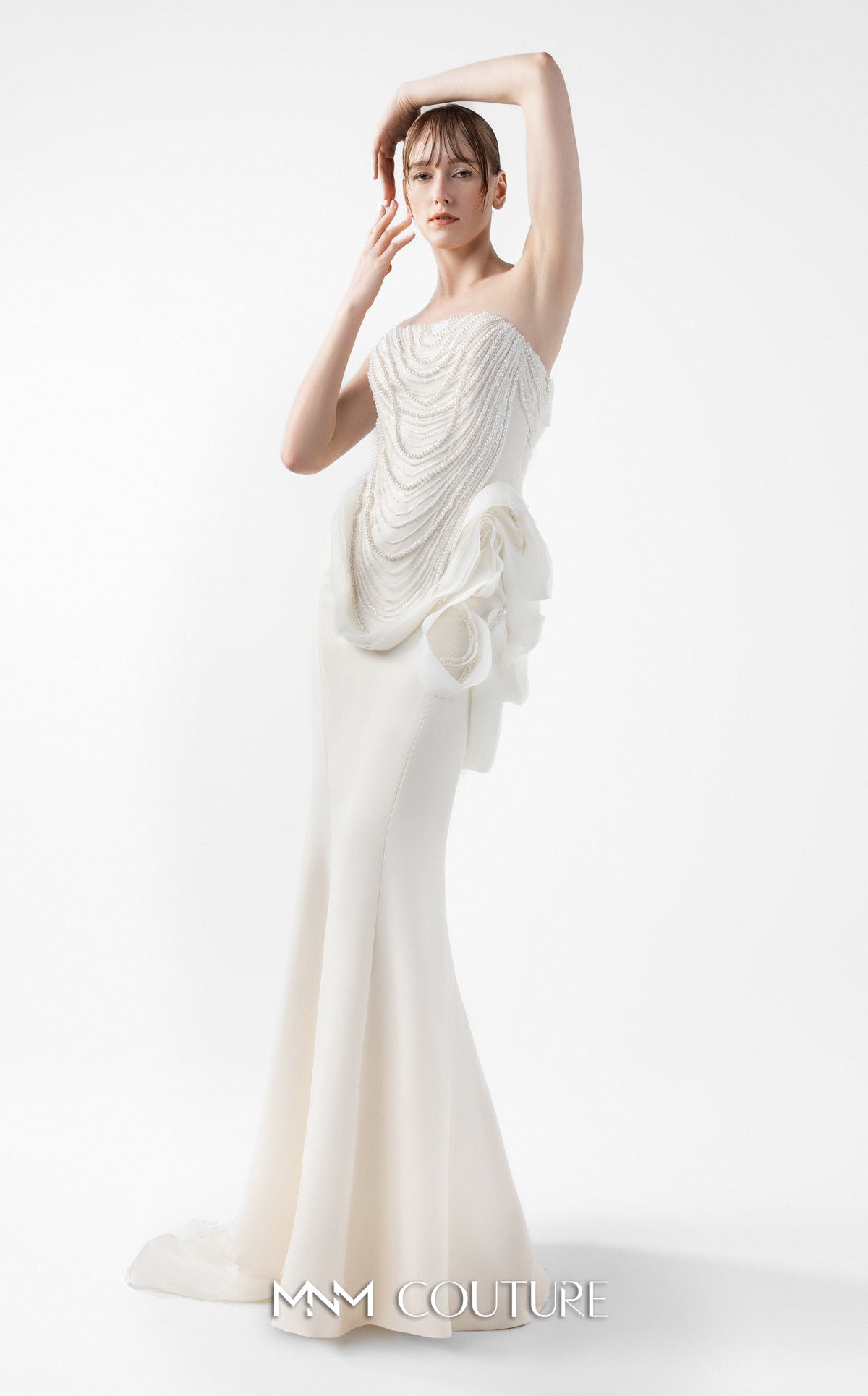 Prom Dresses Long Mermaid Lace Formal Prom Dress MNM Couture G2015 Cream