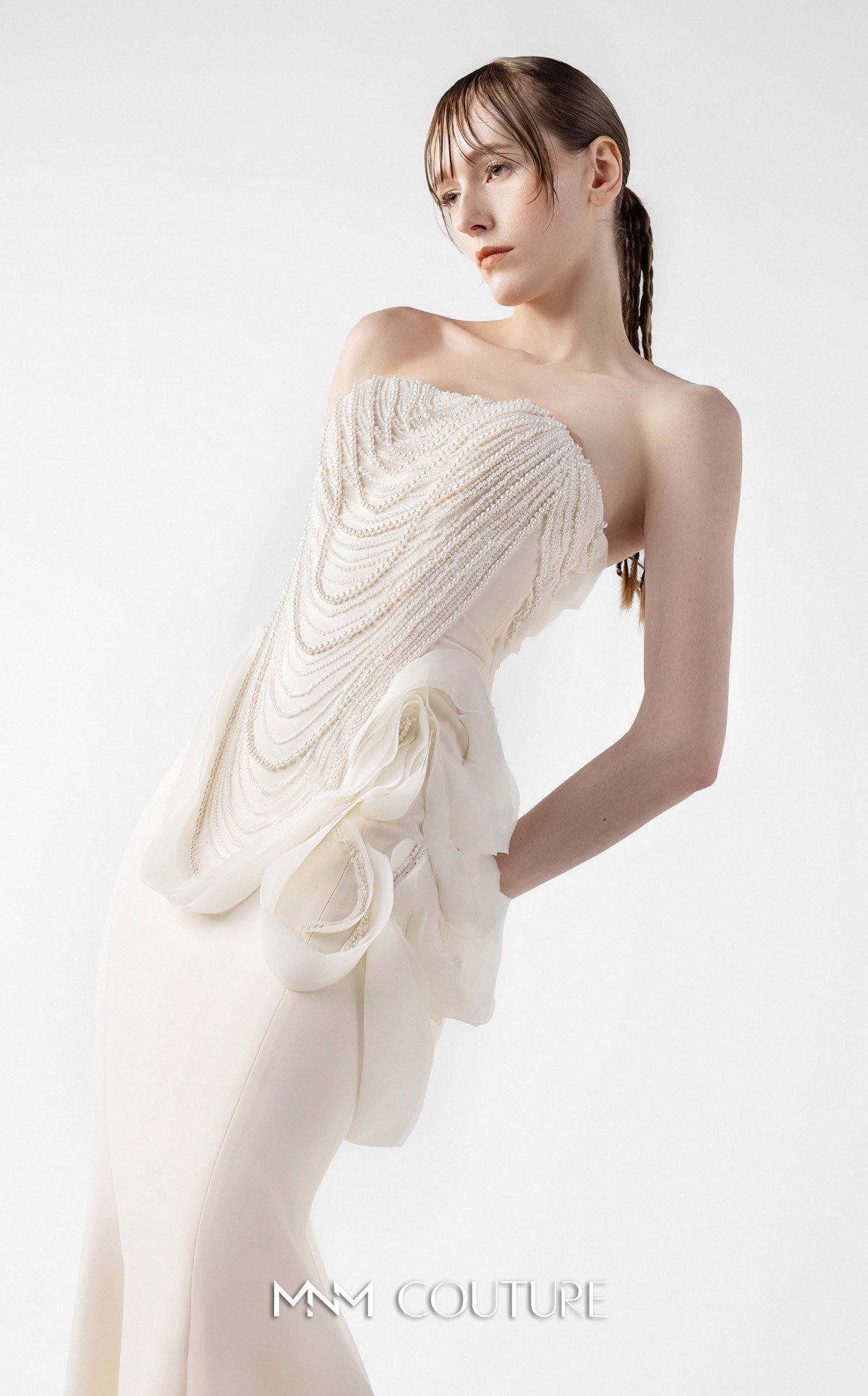 Prom Dresses Long Mermaid Lace Formal Prom Dress MNM Couture G2015 Cream