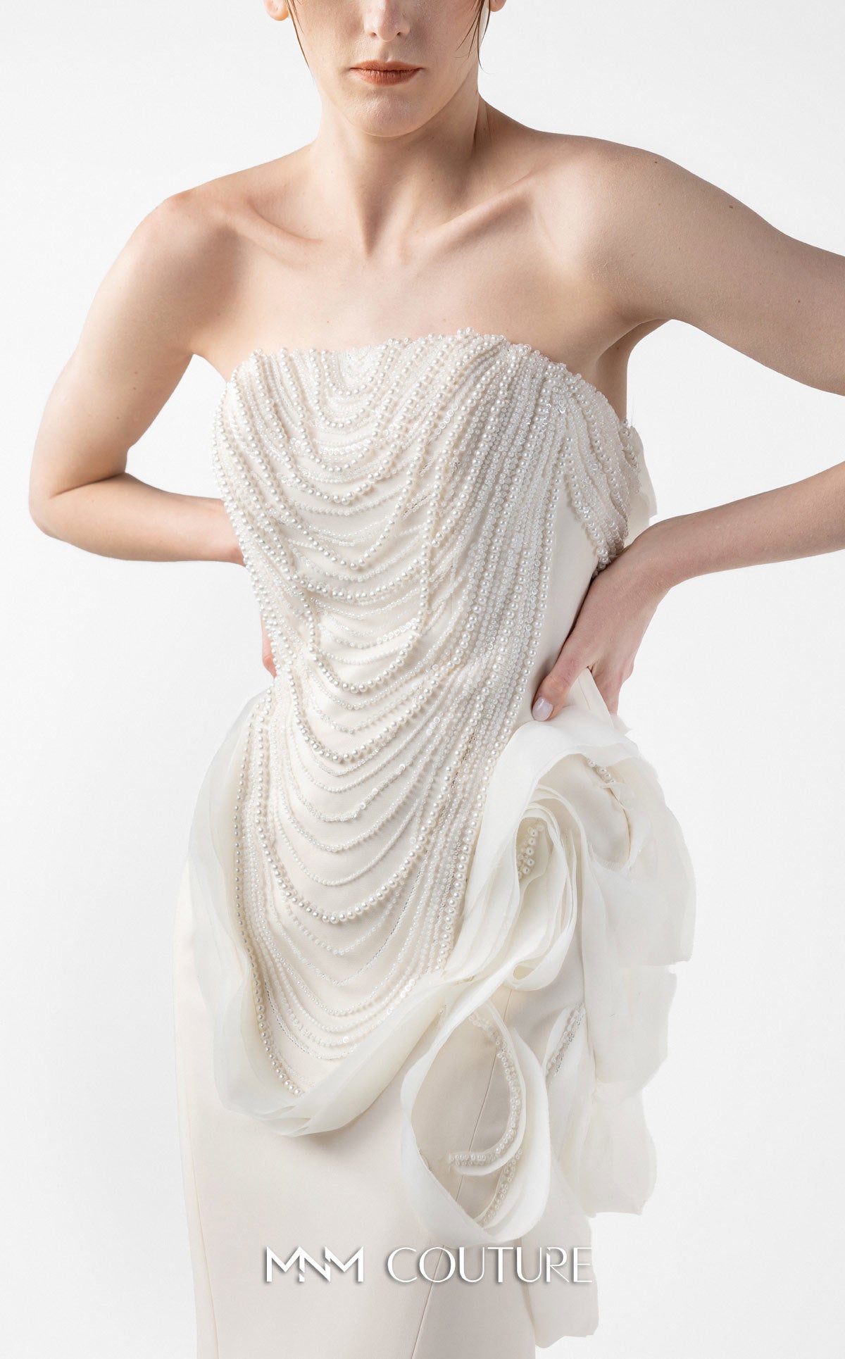 Prom Dresses Long Mermaid Lace Formal Prom Dress MNM Couture G2015 Cream