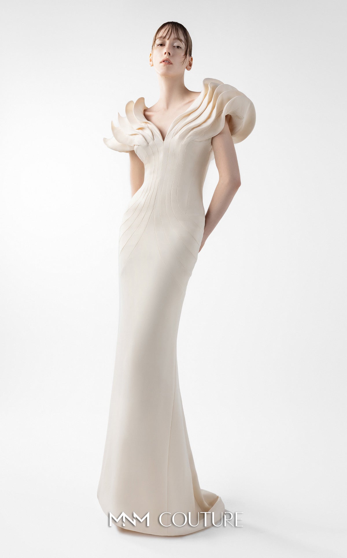 Prom Dresses Fitted Long Formal Prom Dress MNM Couture G2039 Cream