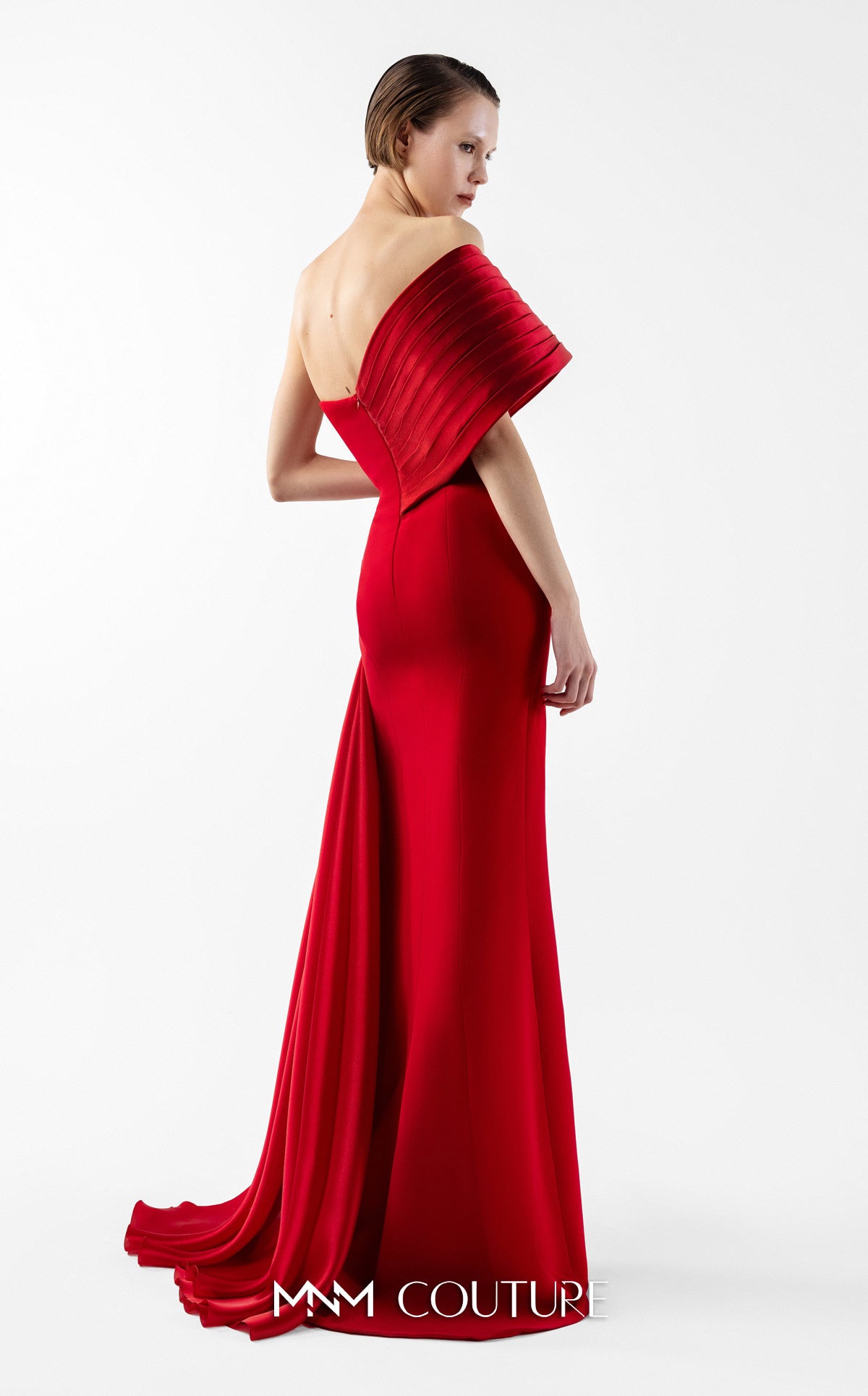 Prom Dresses Long Formal Slit Pleated Prom Dress MNM Couture G2040 Red