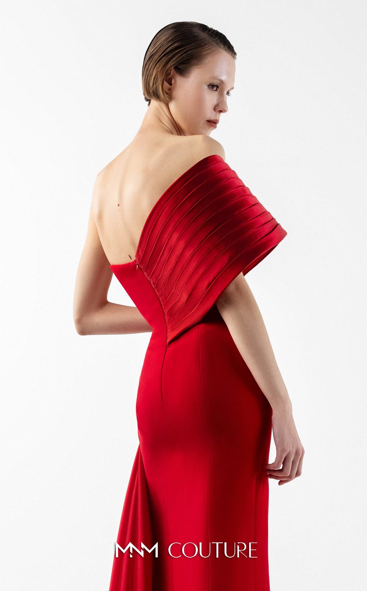 Prom Dresses Long Formal Slit Pleated Prom Dress MNM Couture G2040 Red