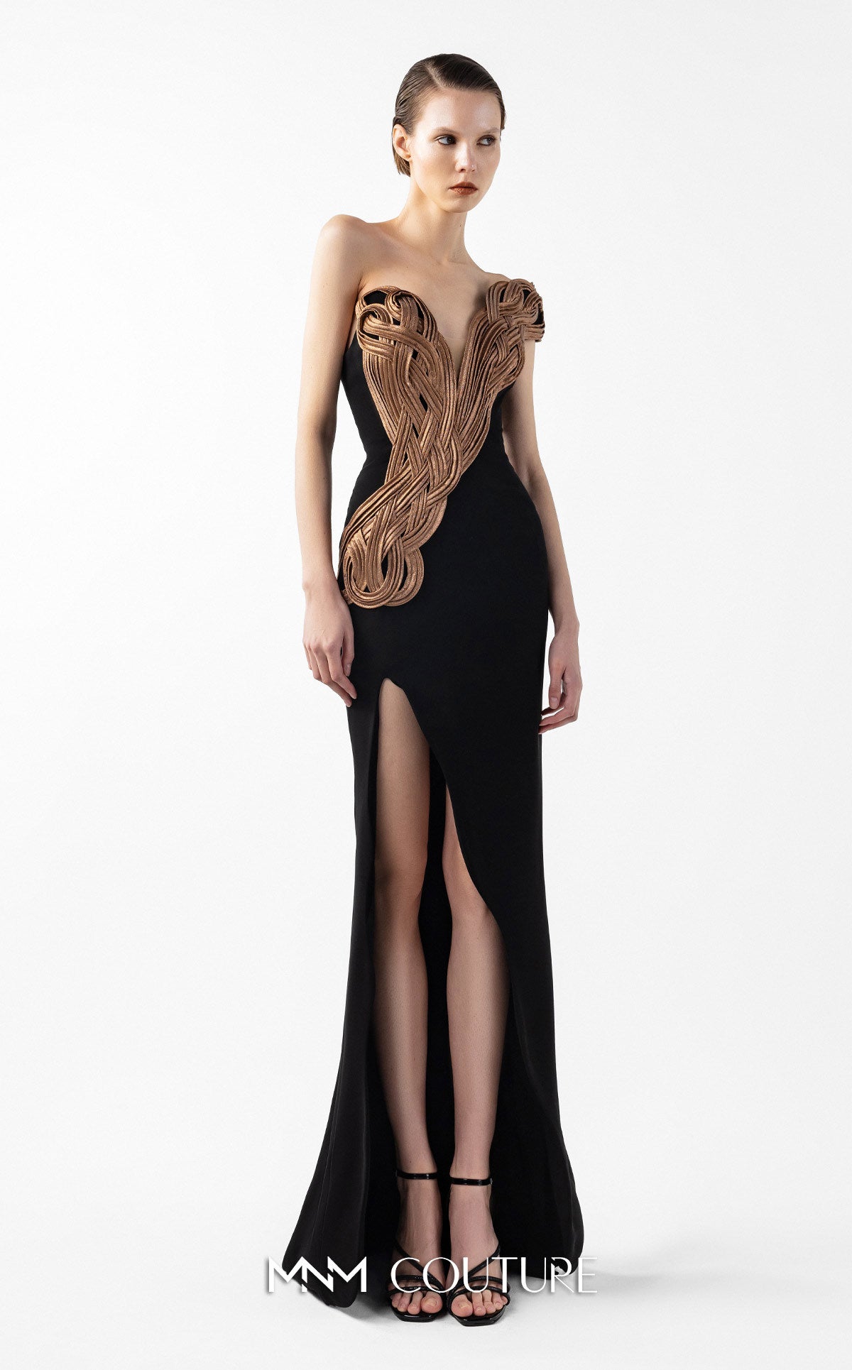 Prom Dresses Long Formal Slit Prom Dress MNM Couture G2043 Black