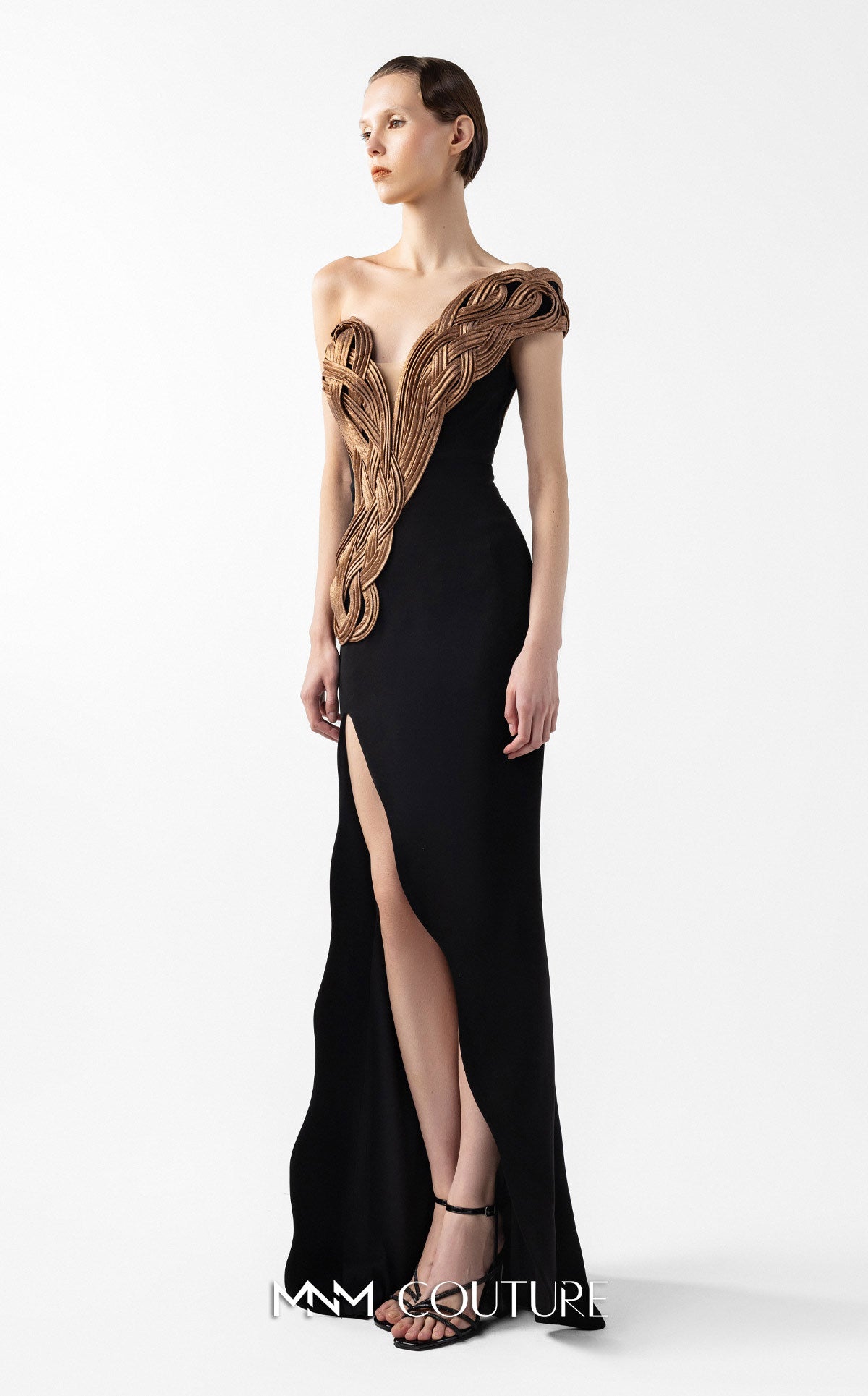 Prom Dresses Long Formal Slit Prom Dress MNM Couture G2043 Black