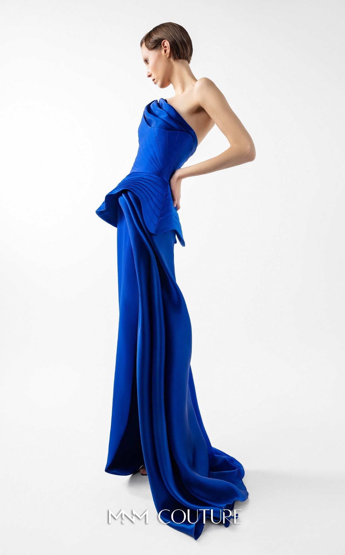 Prom Dresses Long Formal Pleated Fitted Corset Prom Dress MNM Couture G2044 Royal Blue