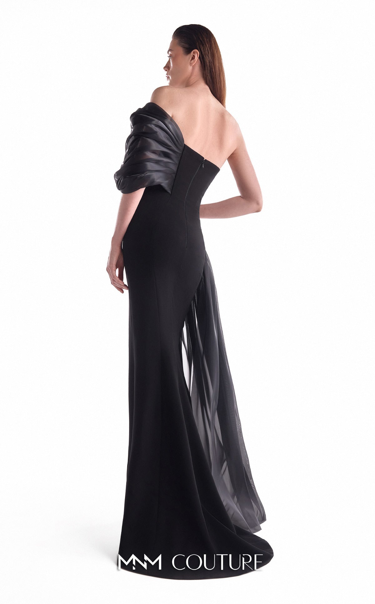 Off-Shoulder Column Velvet Formal Gown by MNM Couture G2111 in Black