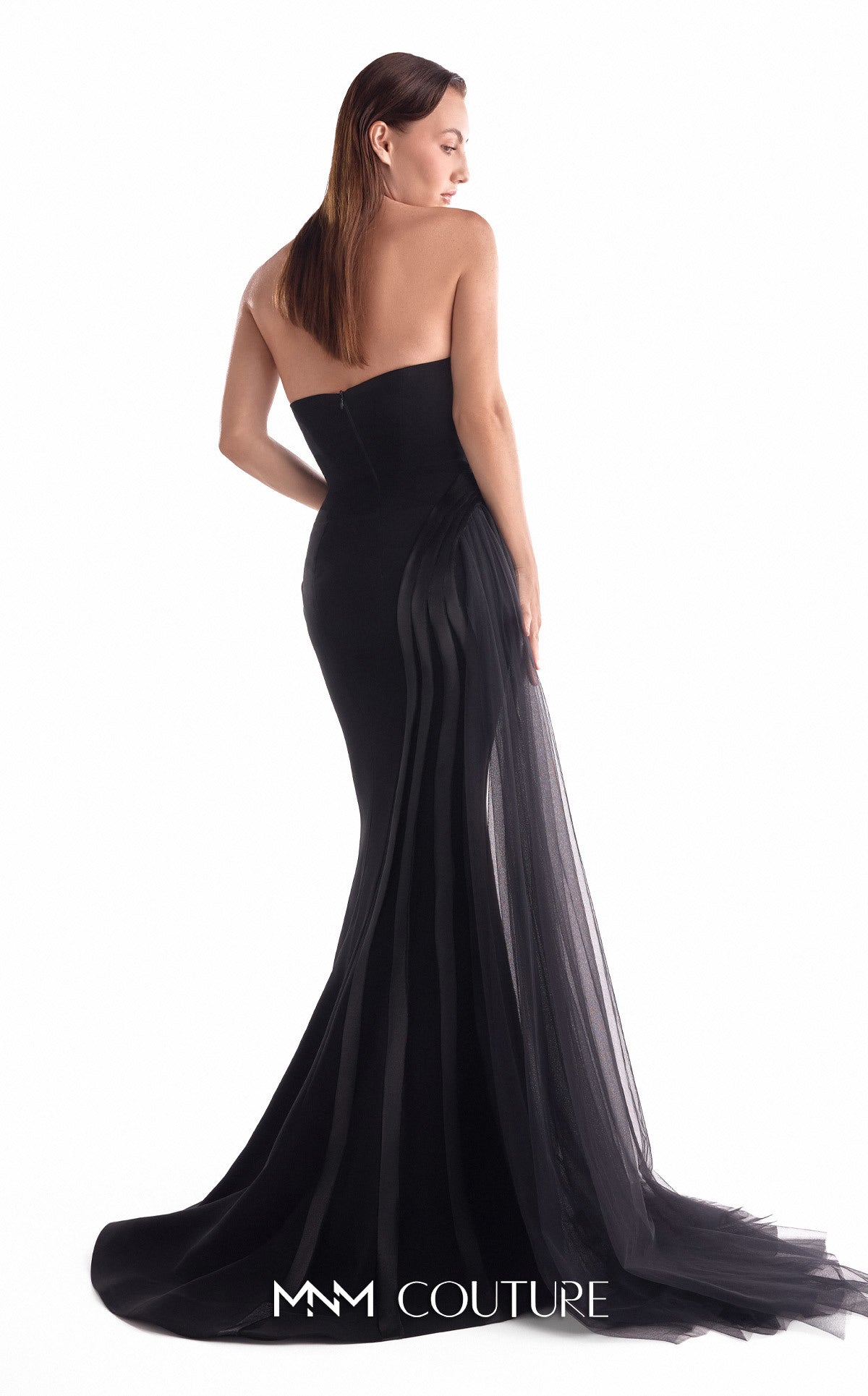 Strapless Mermaid Tulle Evening Gown by MNM Couture G2116 in Black