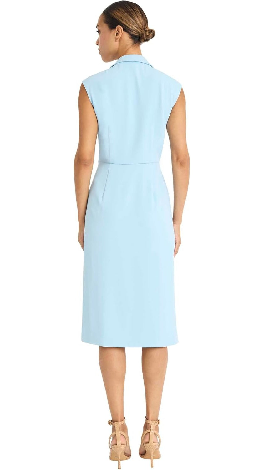 Maggy London Tailored Wrap V-Neck Crepe Midi Dress G6378M