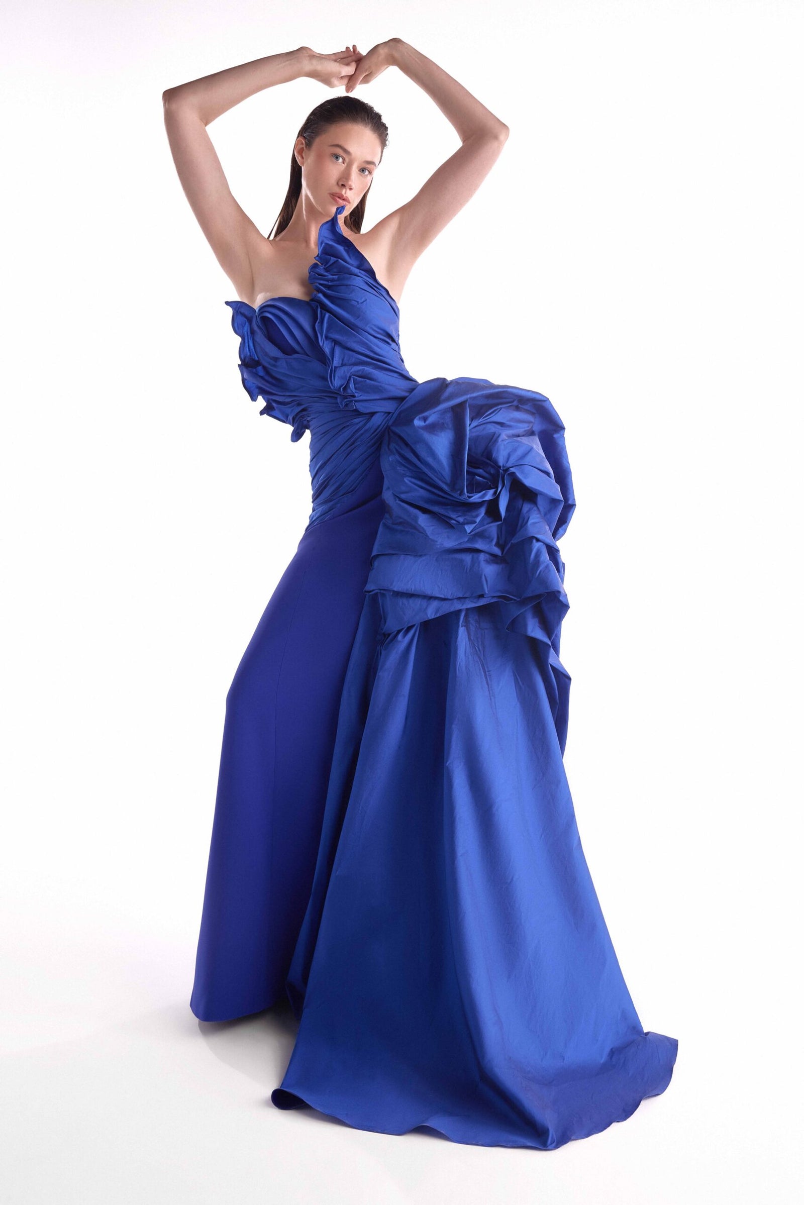 Strapless Curved Neck Floor-Length Satin Formal Mermaid MNM Couture G2148