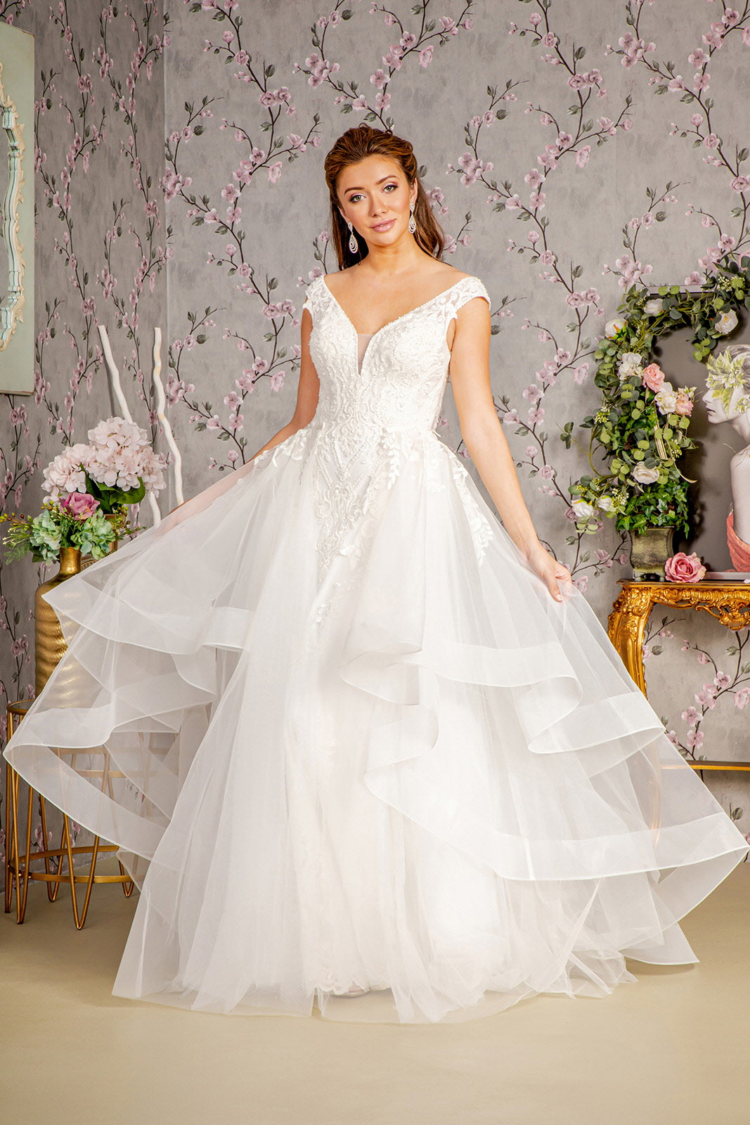 Wedding Dresses Detachable Waist Layered Drape Mermaid Wedding Gown Ivory