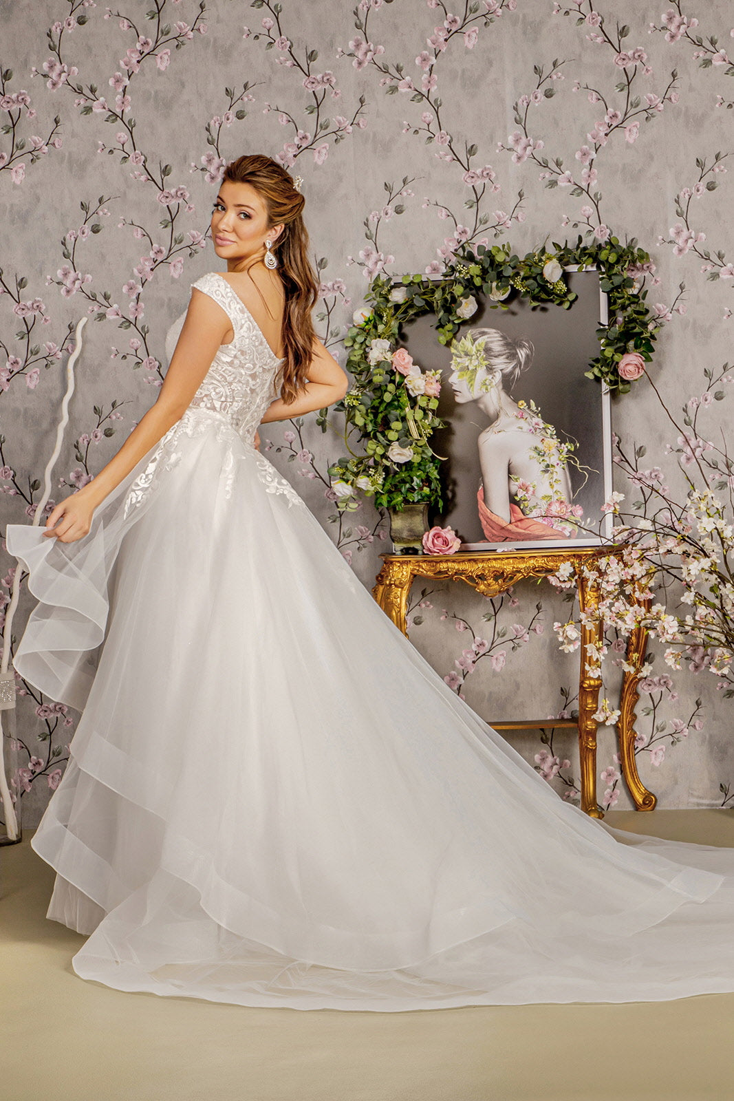 Wedding Dresses Detachable Waist Layered Drape Mermaid Wedding Gown Ivory