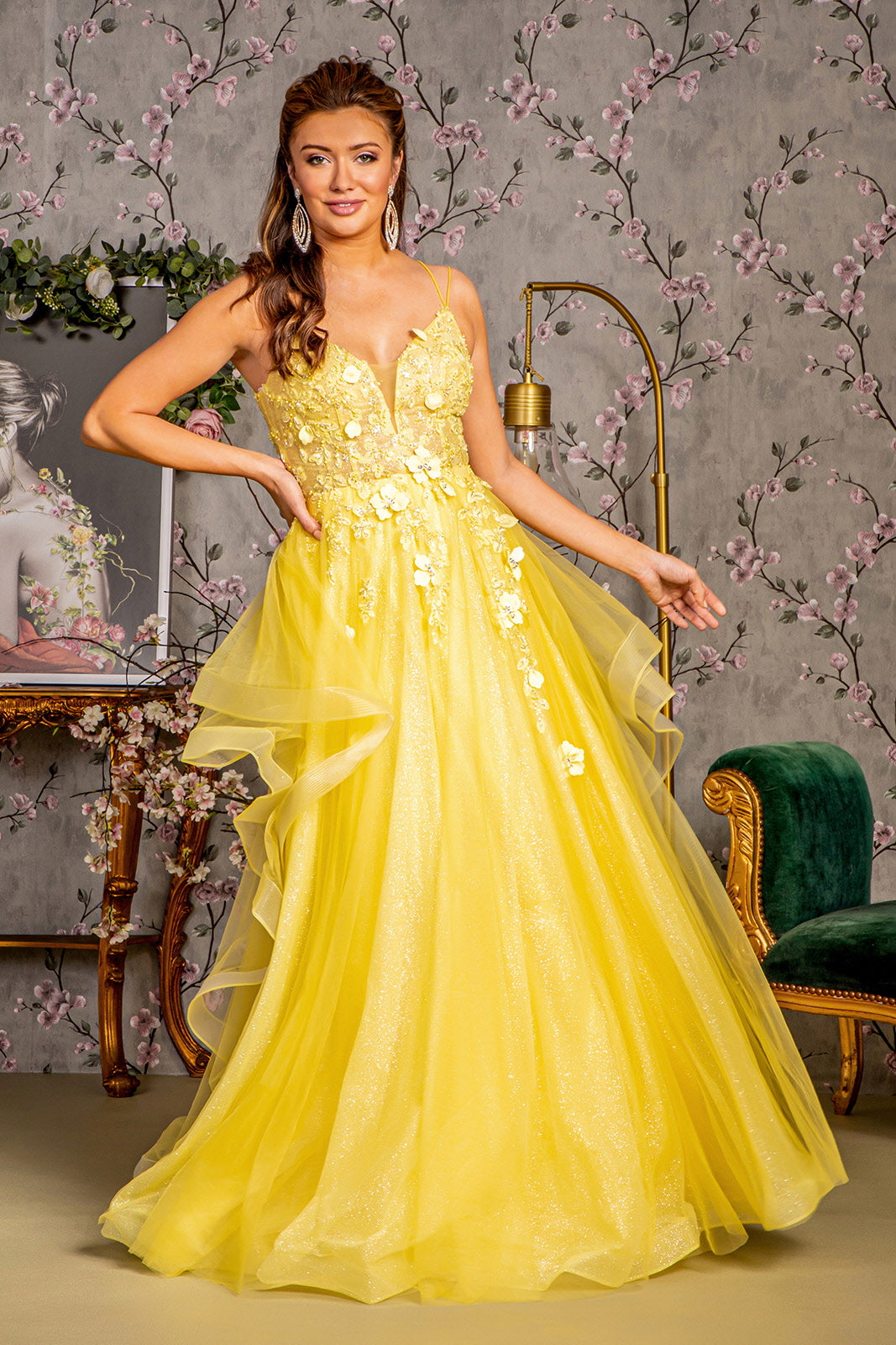 Yellow Formal Beaded Sequin Long Prom Dress Prom Dresses Gowns