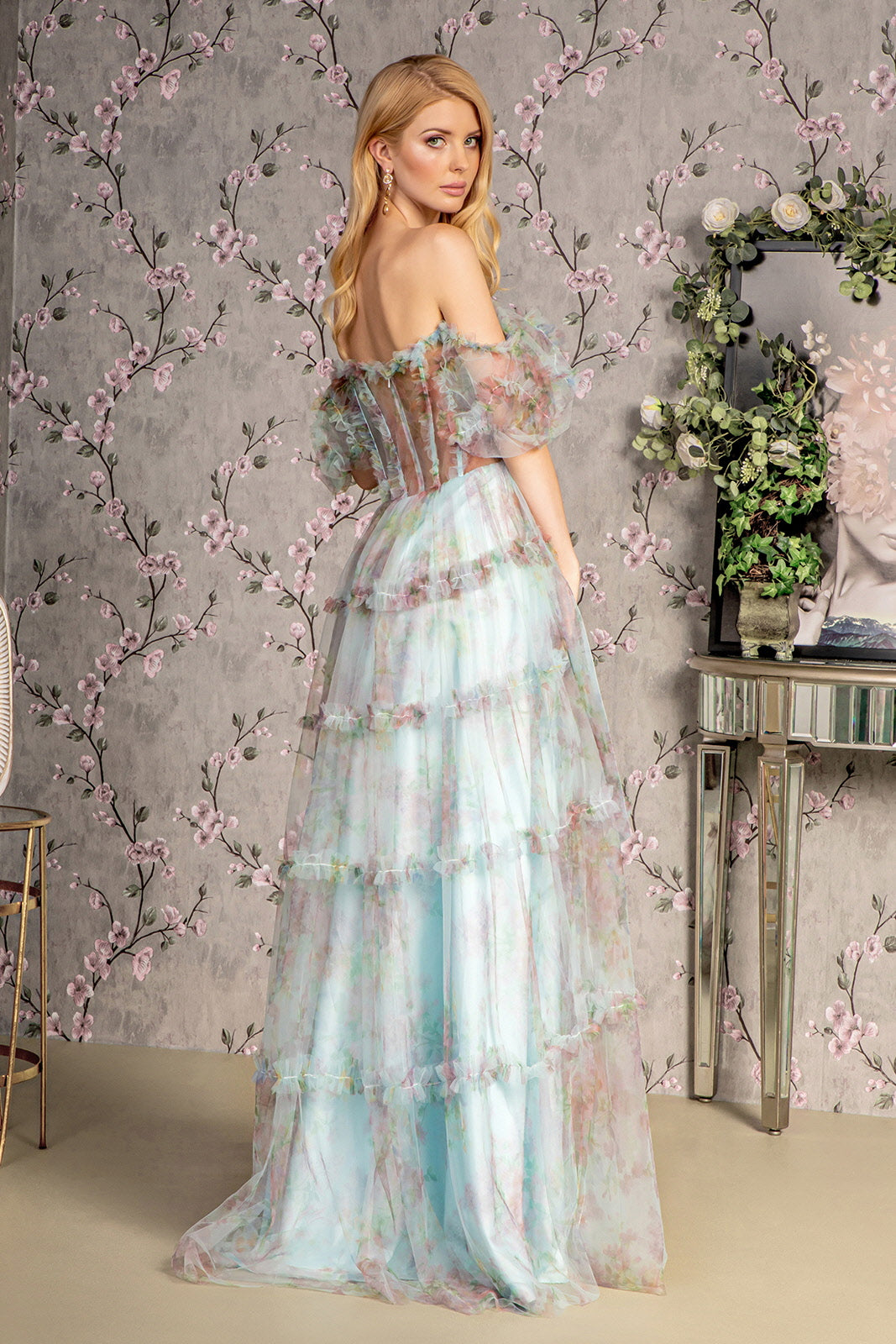 Prom Dresses Prom Ruffle A line Long Dress Blue